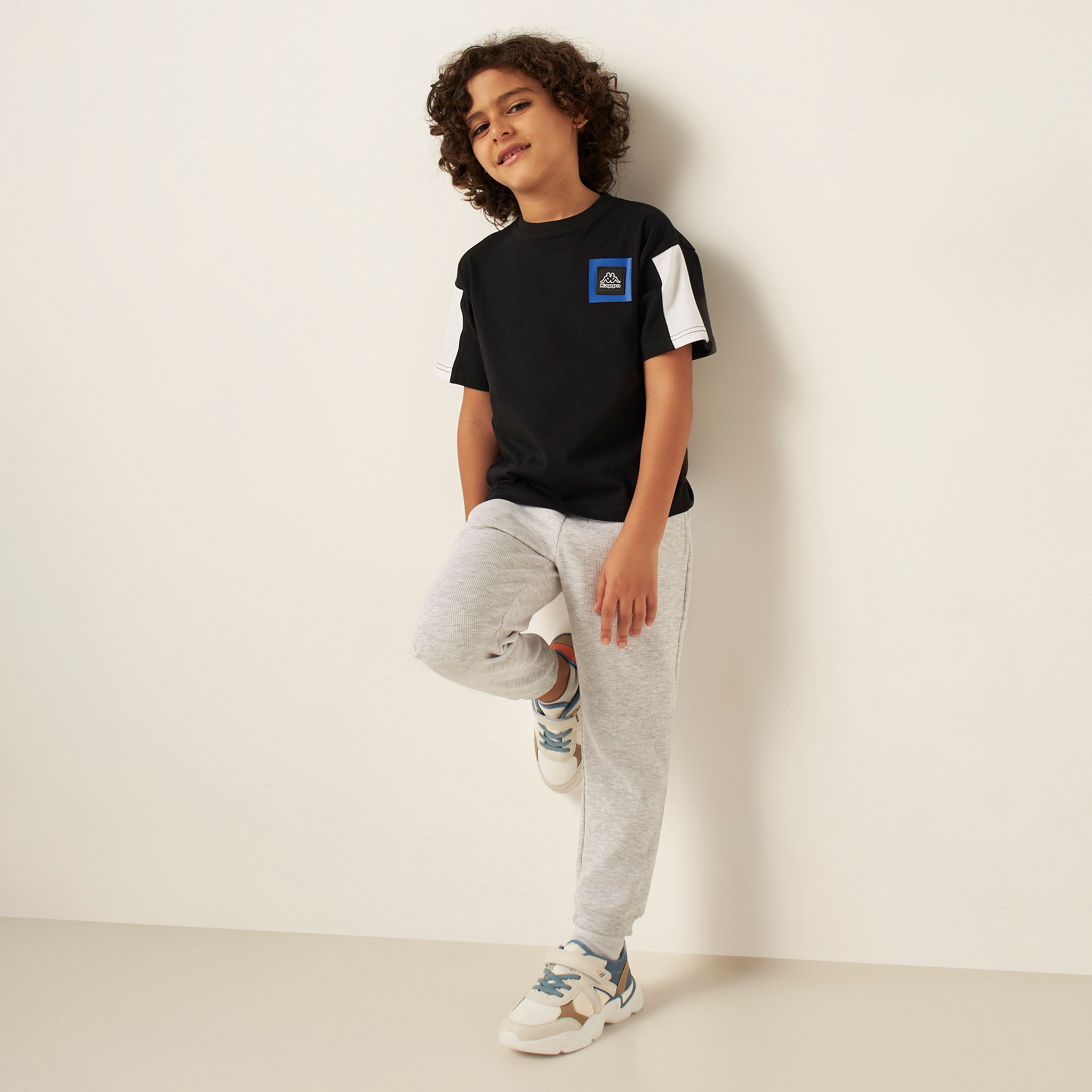 Kappa Logo Applique Crew Neck T-shirt with Short Sleeves-boys-clothing-tshirtsandpolos-image-2