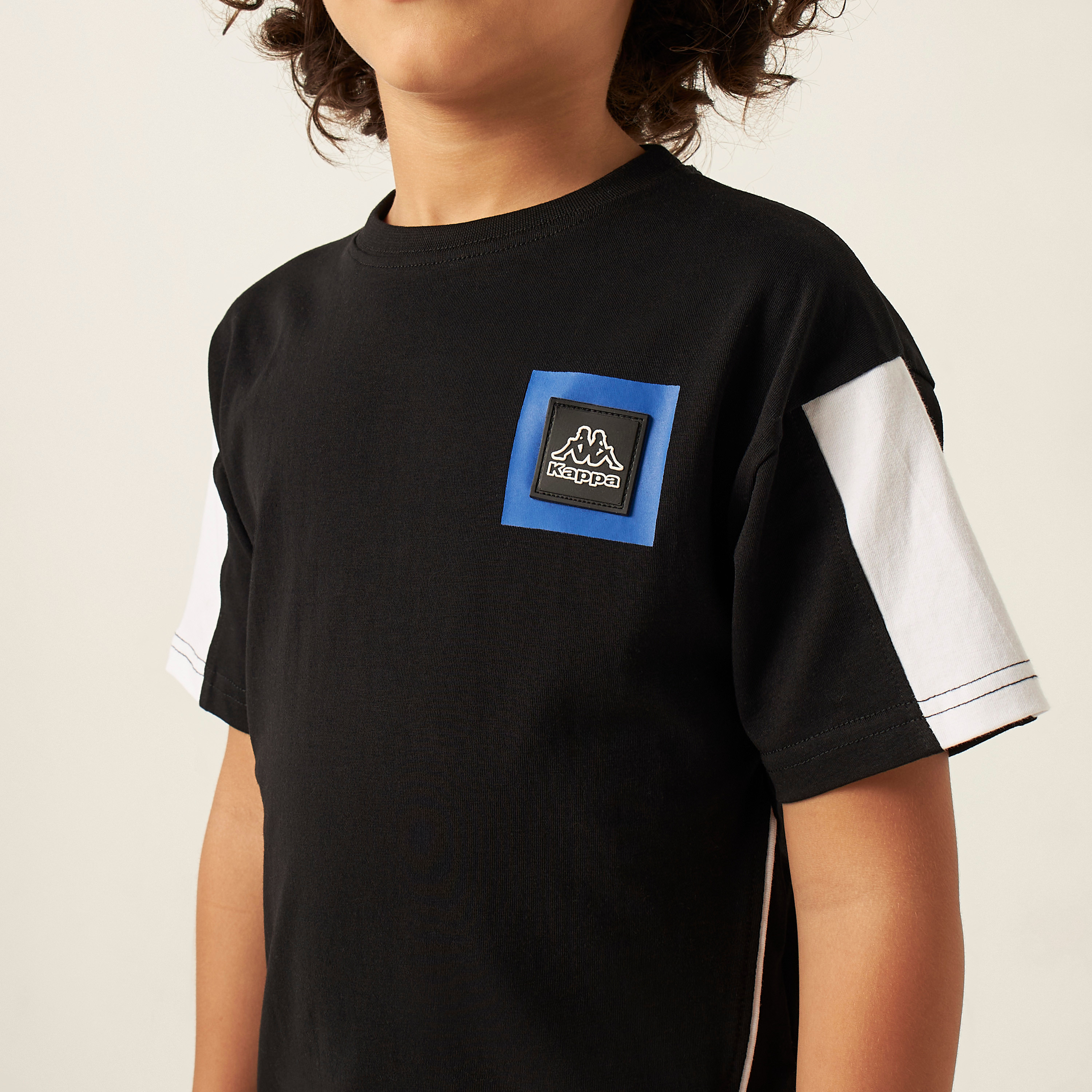 Kappa Logo Applique Crew Neck T-shirt with Short Sleeves-boys-clothing-tshirtsandpolos-image-3