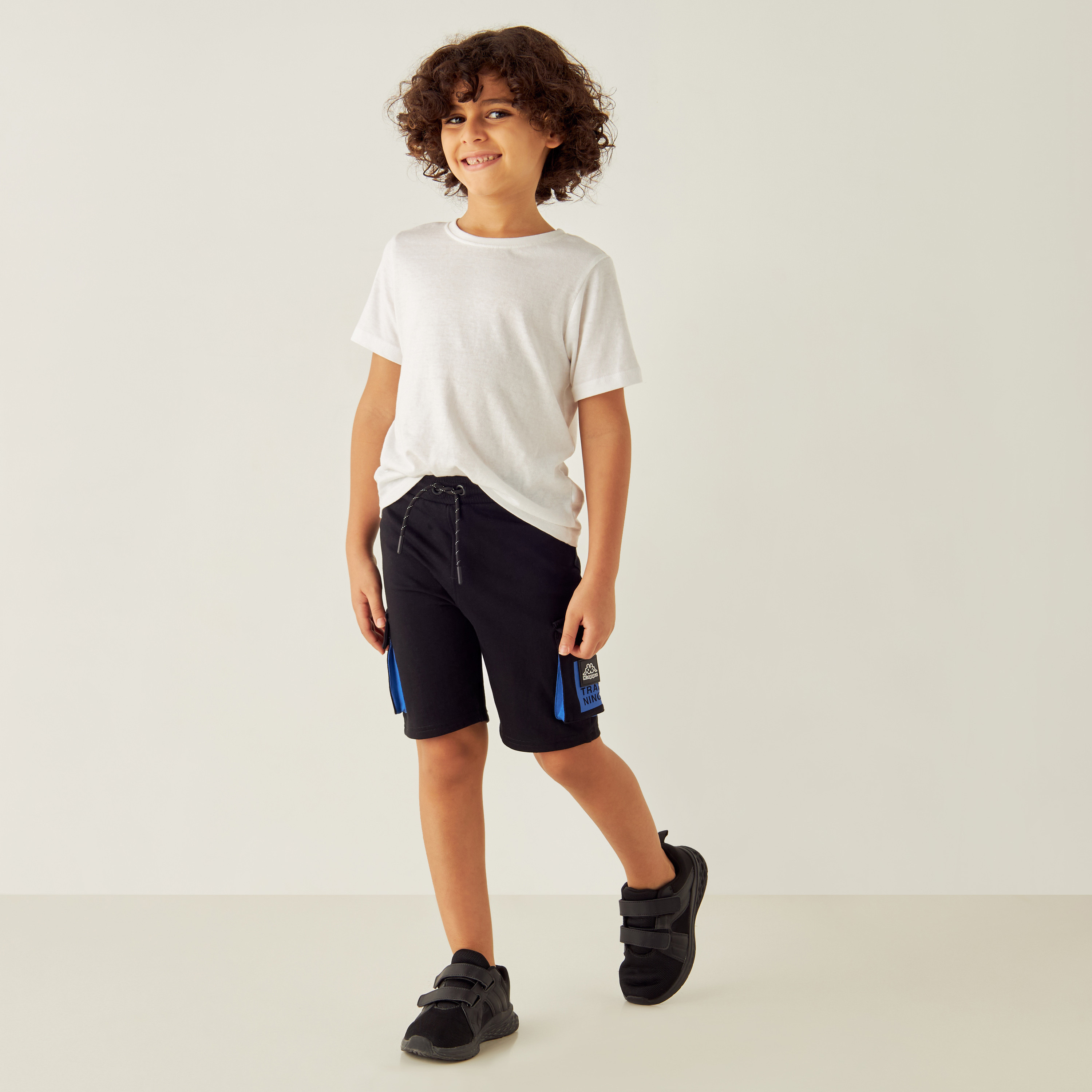 Shop Kappa Logo Applique Shorts with Pockets and Drawstring