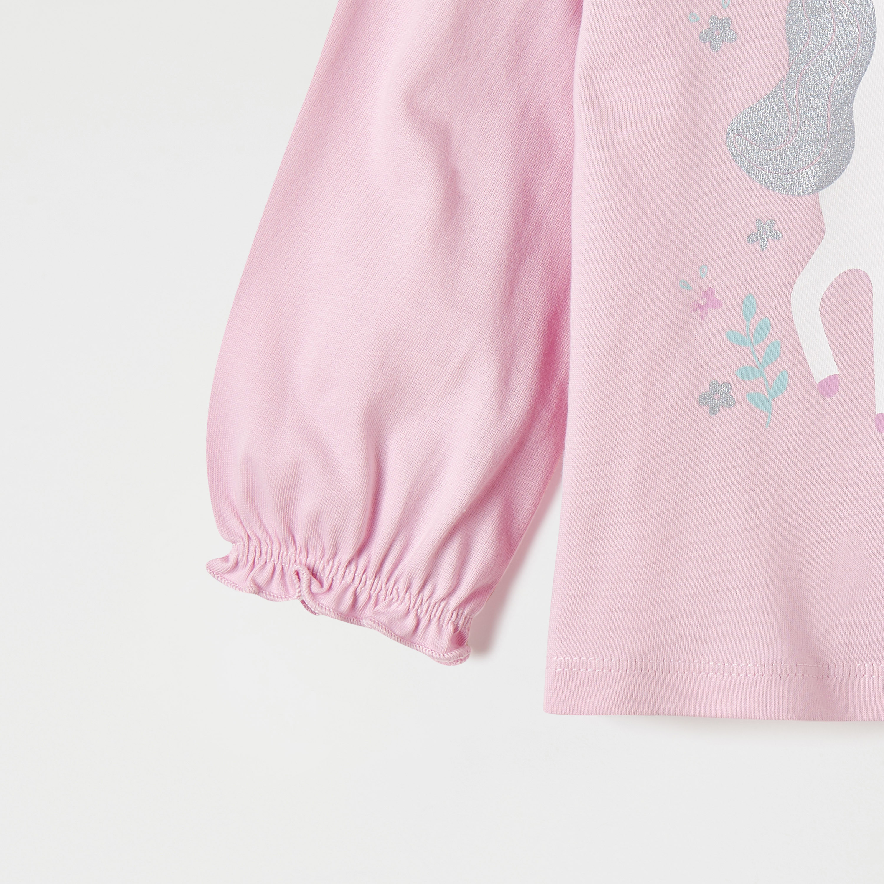 Juniors Unicorn Print T-shirt with Long Sleeves-baby-girls-clothing-tshirts-image-3