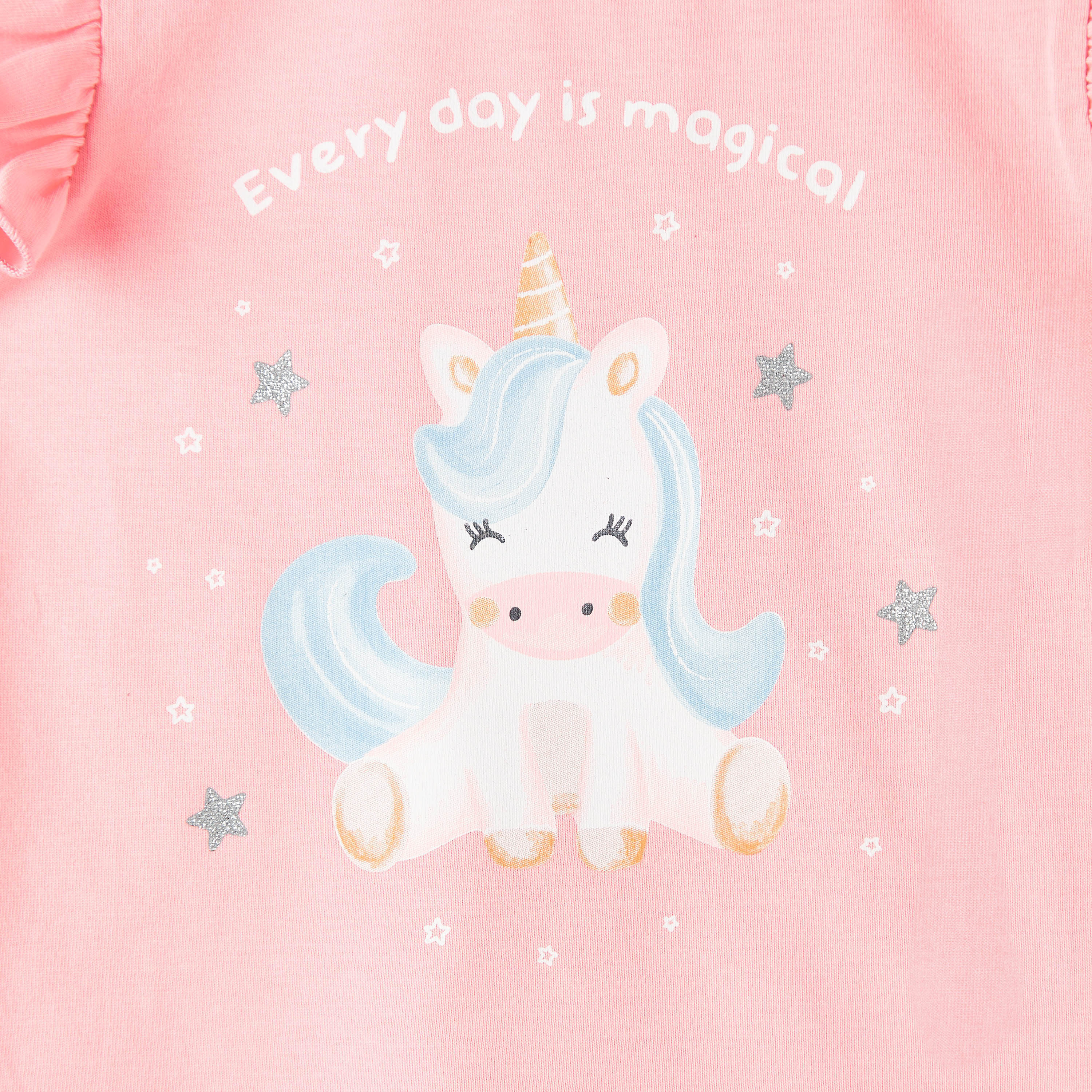 Juniors Unicorn Print T-shirt with Ruffle Detail-baby-girls-clothing-tshirts-image-3
