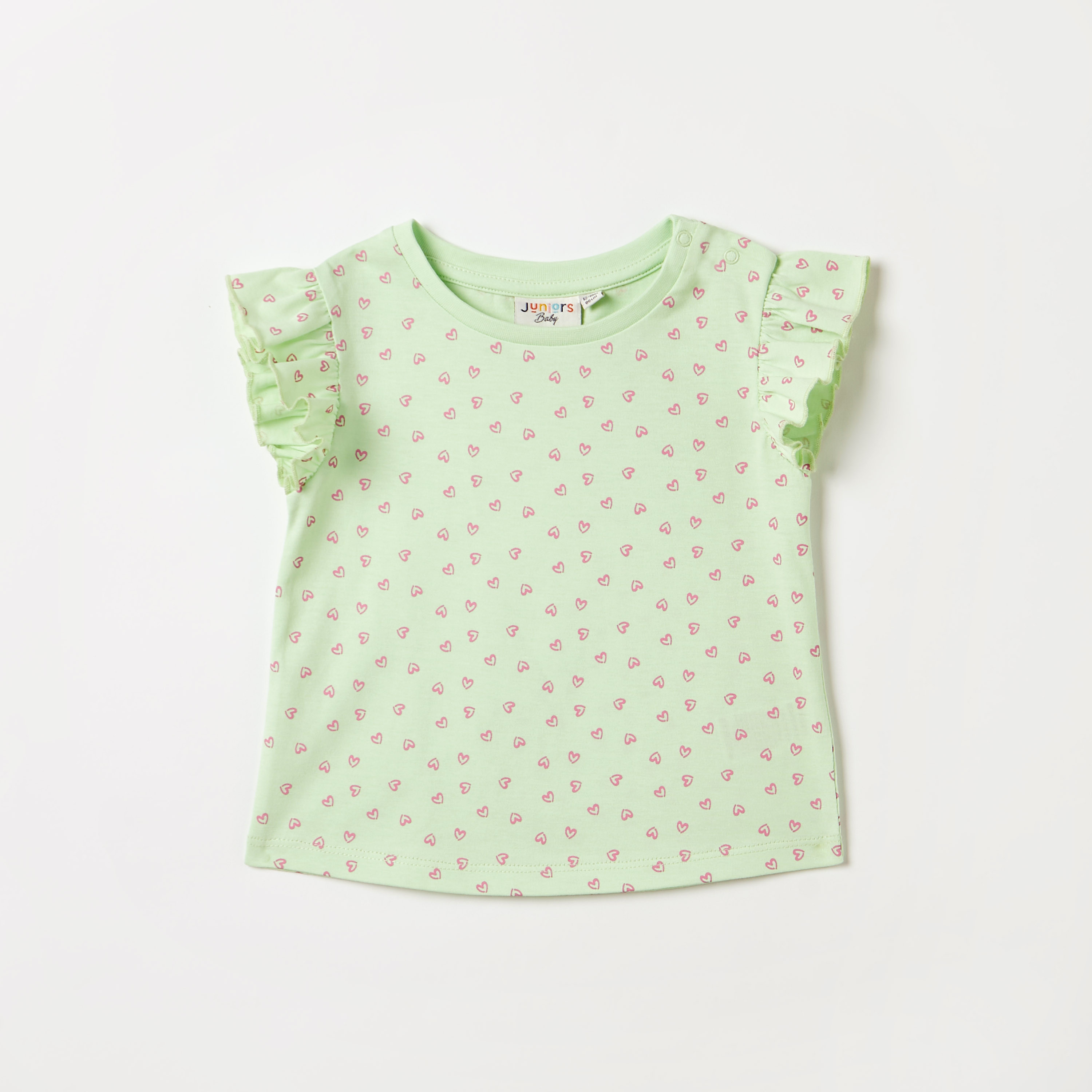 Juniors All-Over Heart Print T-shirt with Cap Sleeves-baby-girls-clothing-tshirts-image-1