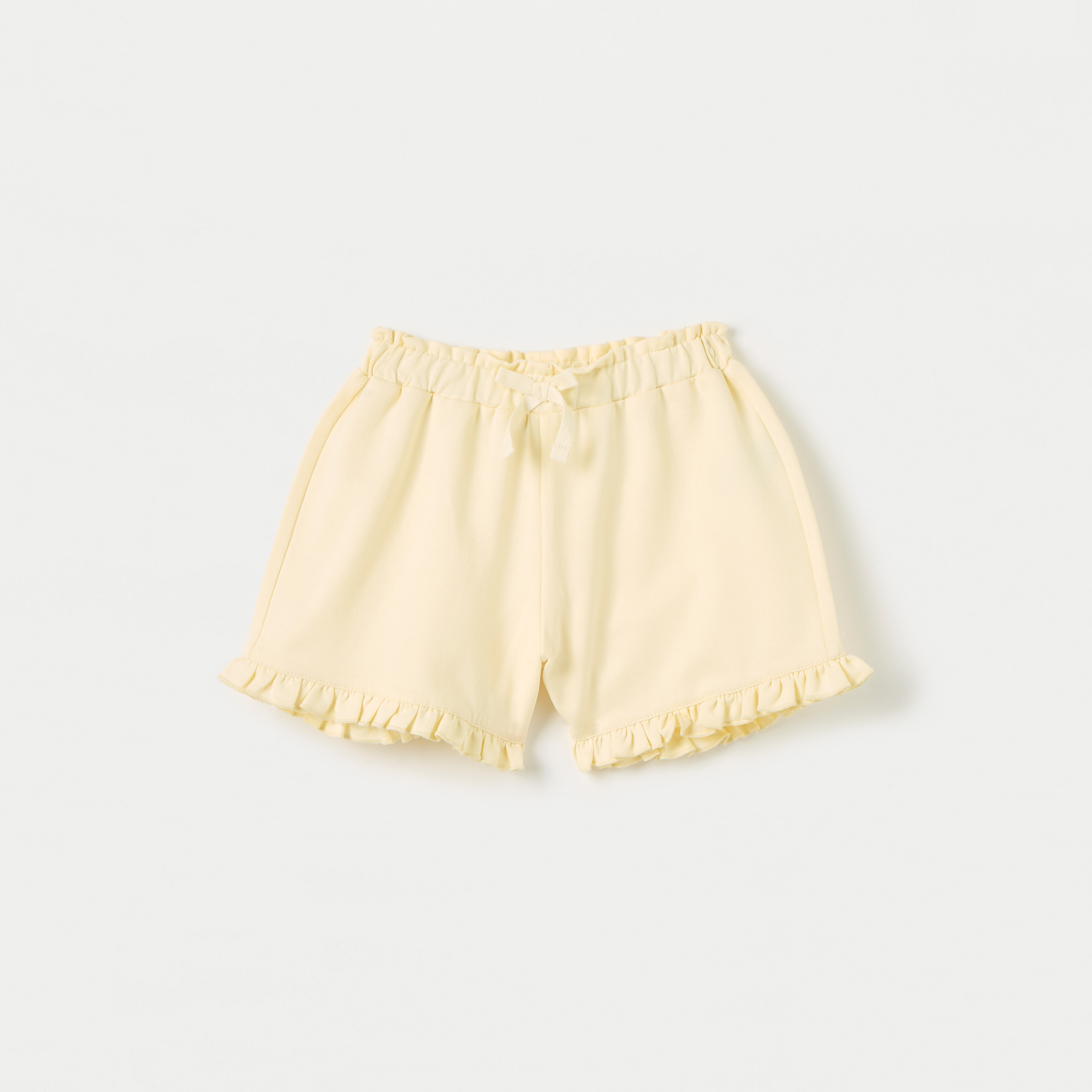 Juniors Solid Shorts with Frill Detail Hems and Elasticated Waistband-baby-girls-clothing-bottoms-shorts-image-1