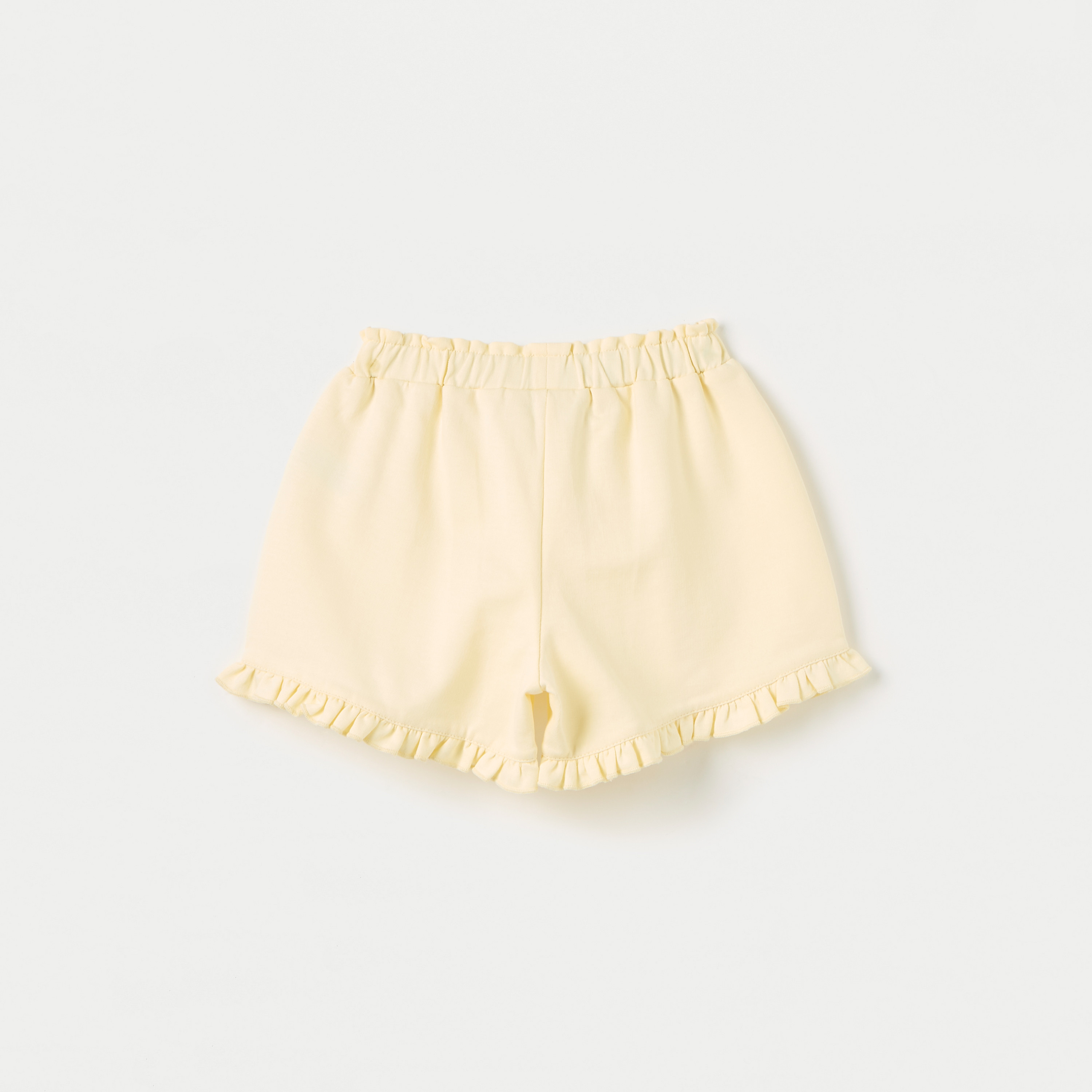 Juniors Solid Shorts with Frill Detail Hems and Elasticated Waistband-baby-girls-clothing-bottoms-shorts-image-2