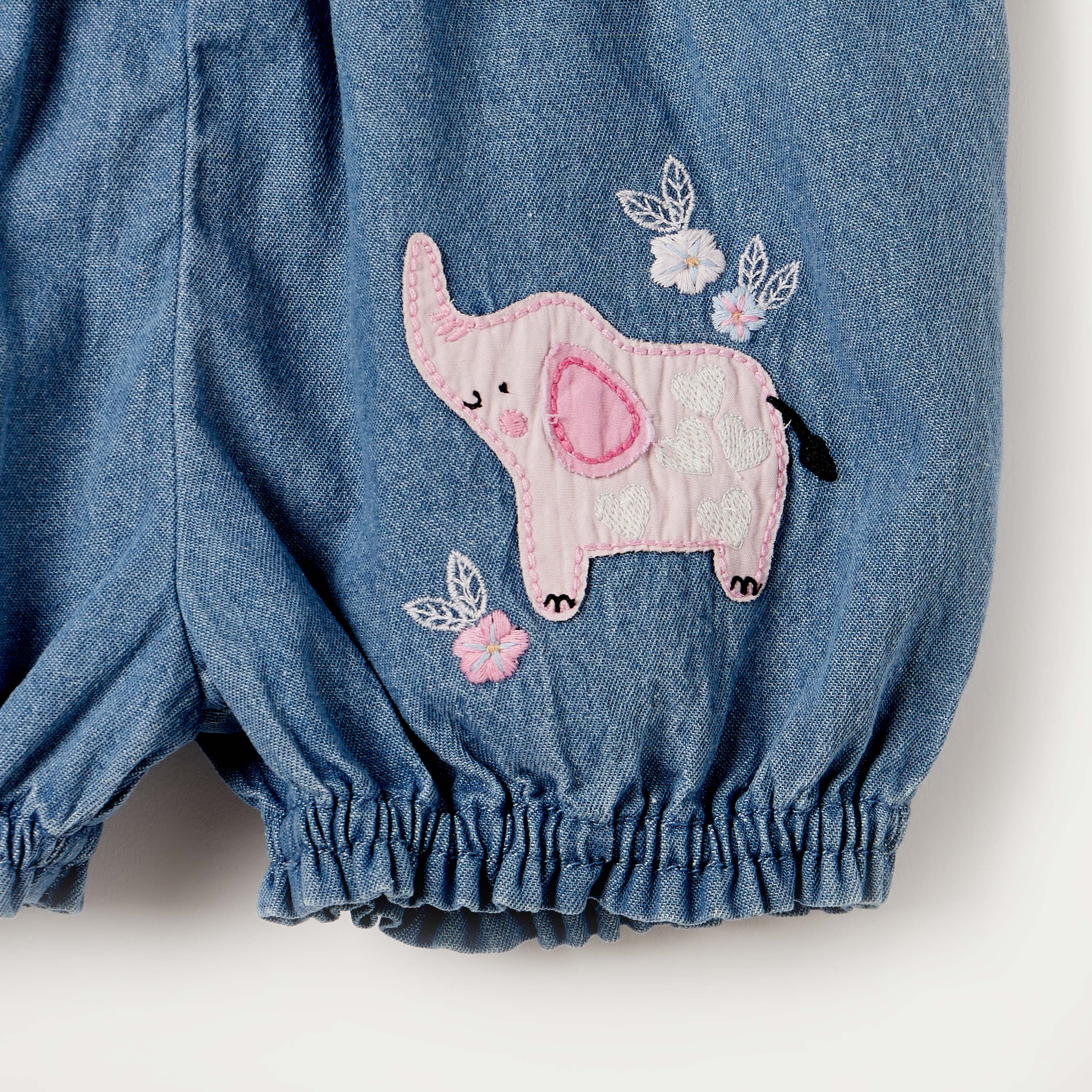 Juniors Elephant Applique Denim Shorts with Bow Detail-baby-girls-clothing-bottoms-shorts-image-4