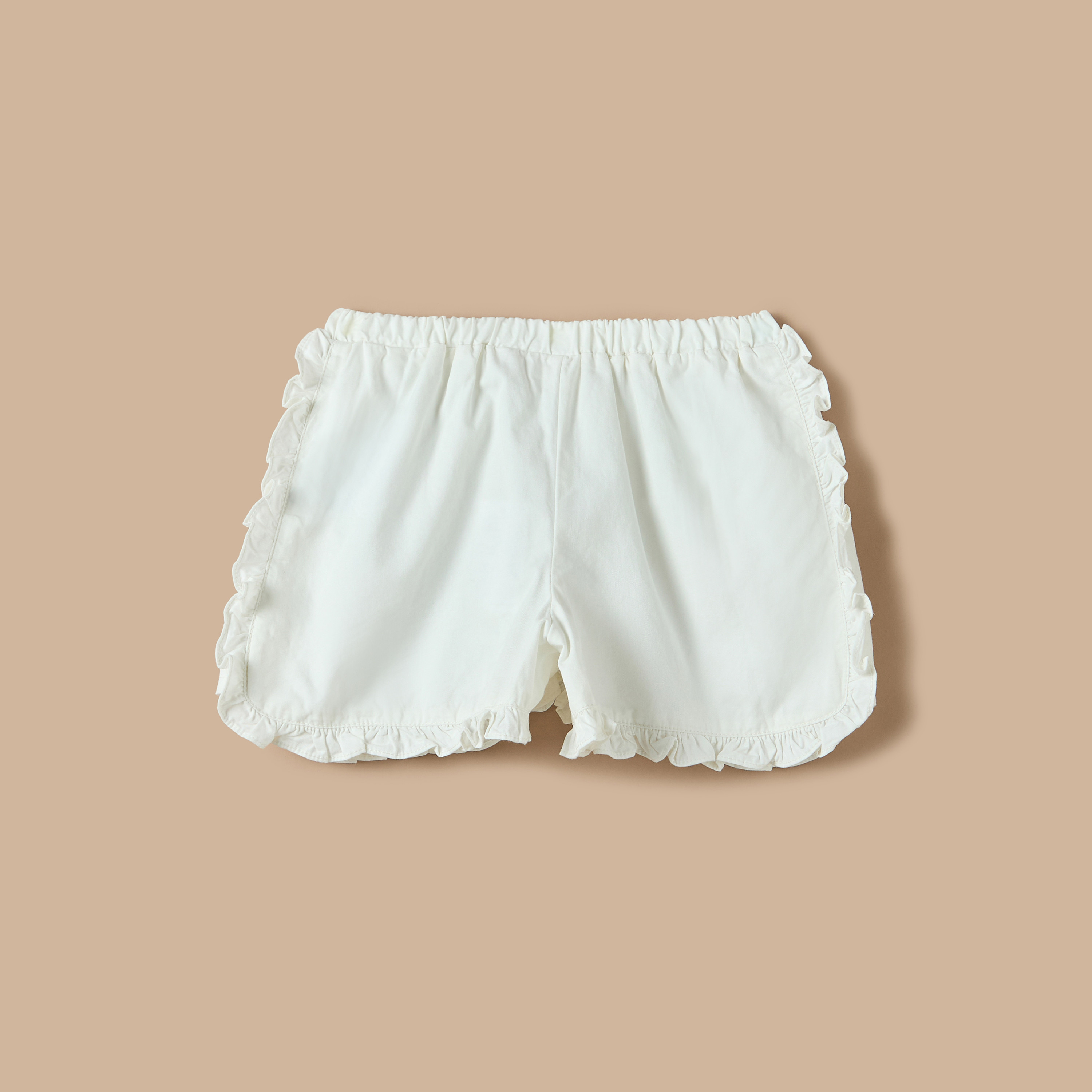 Juniors Solid Shorts with Elasticated Waistband-baby-girls-clothing-bottoms-shorts-image-2