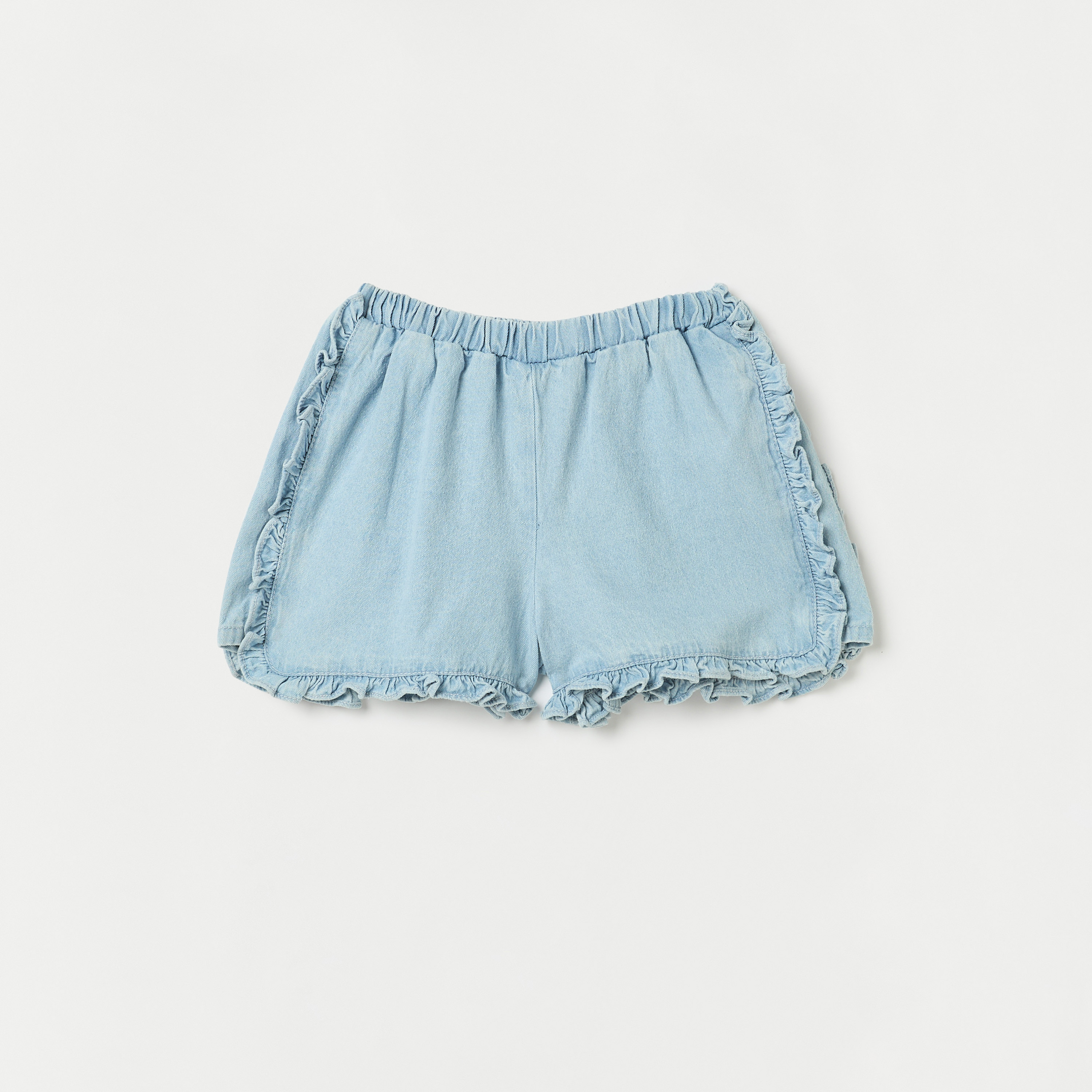 شورت سادة بخصر مطاطي وتفاصيل كشكش من جونيورز-baby-girls-clothing-bottoms-shorts-image-1