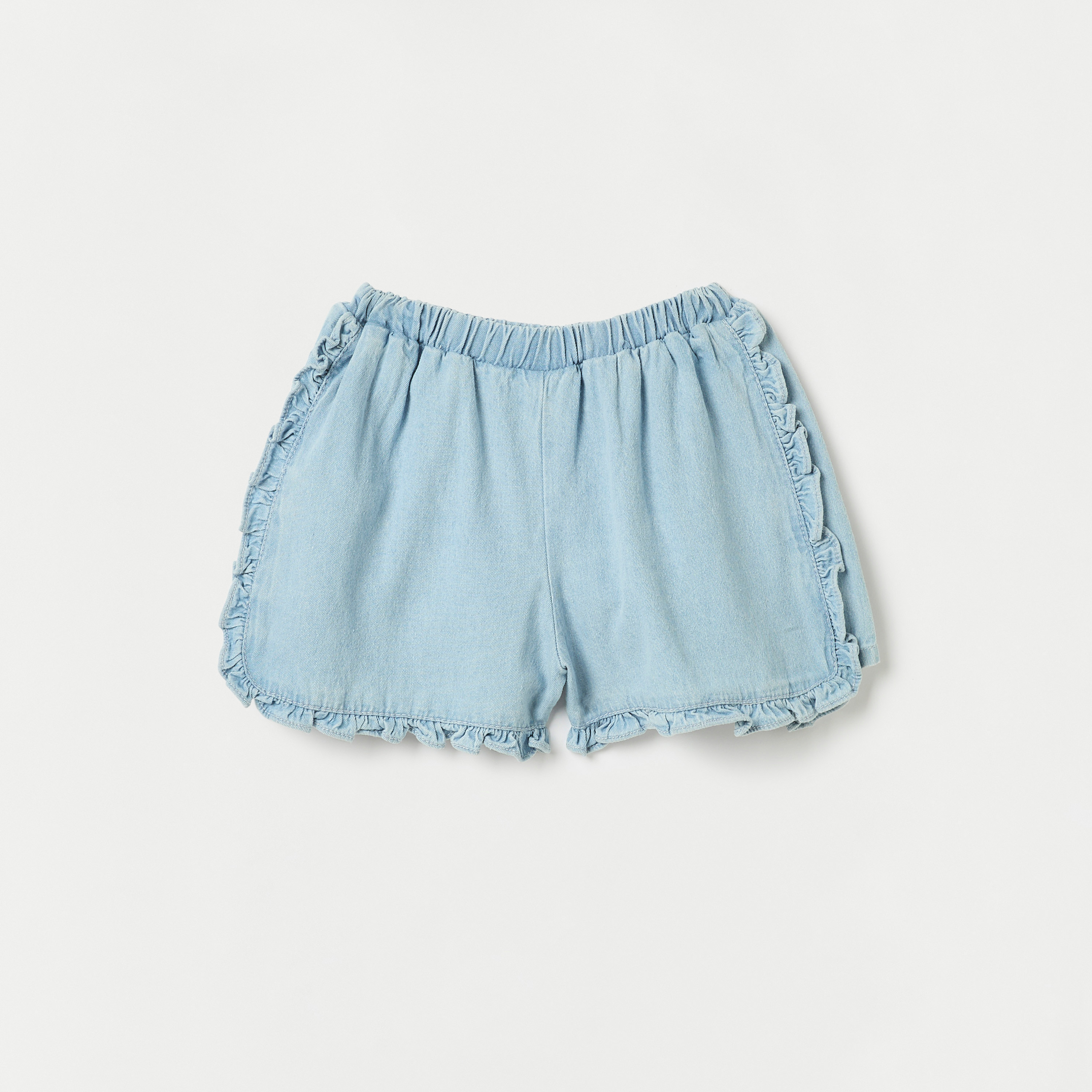 شورت سادة بخصر مطاطي وتفاصيل كشكش من جونيورز-baby-girls-clothing-bottoms-shorts-image-2