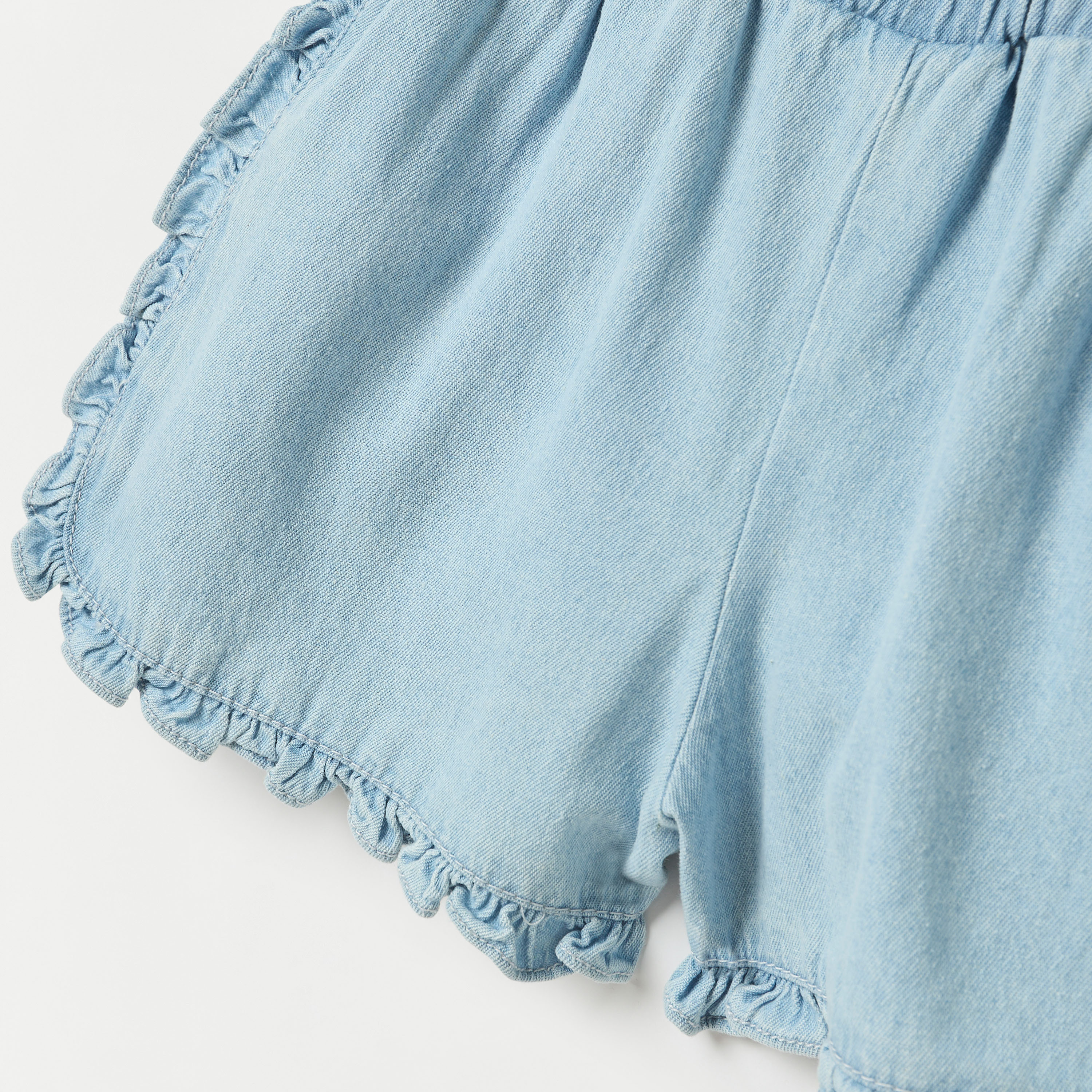 شورت سادة بخصر مطاطي وتفاصيل كشكش من جونيورز-baby-girls-clothing-bottoms-shorts-image-4