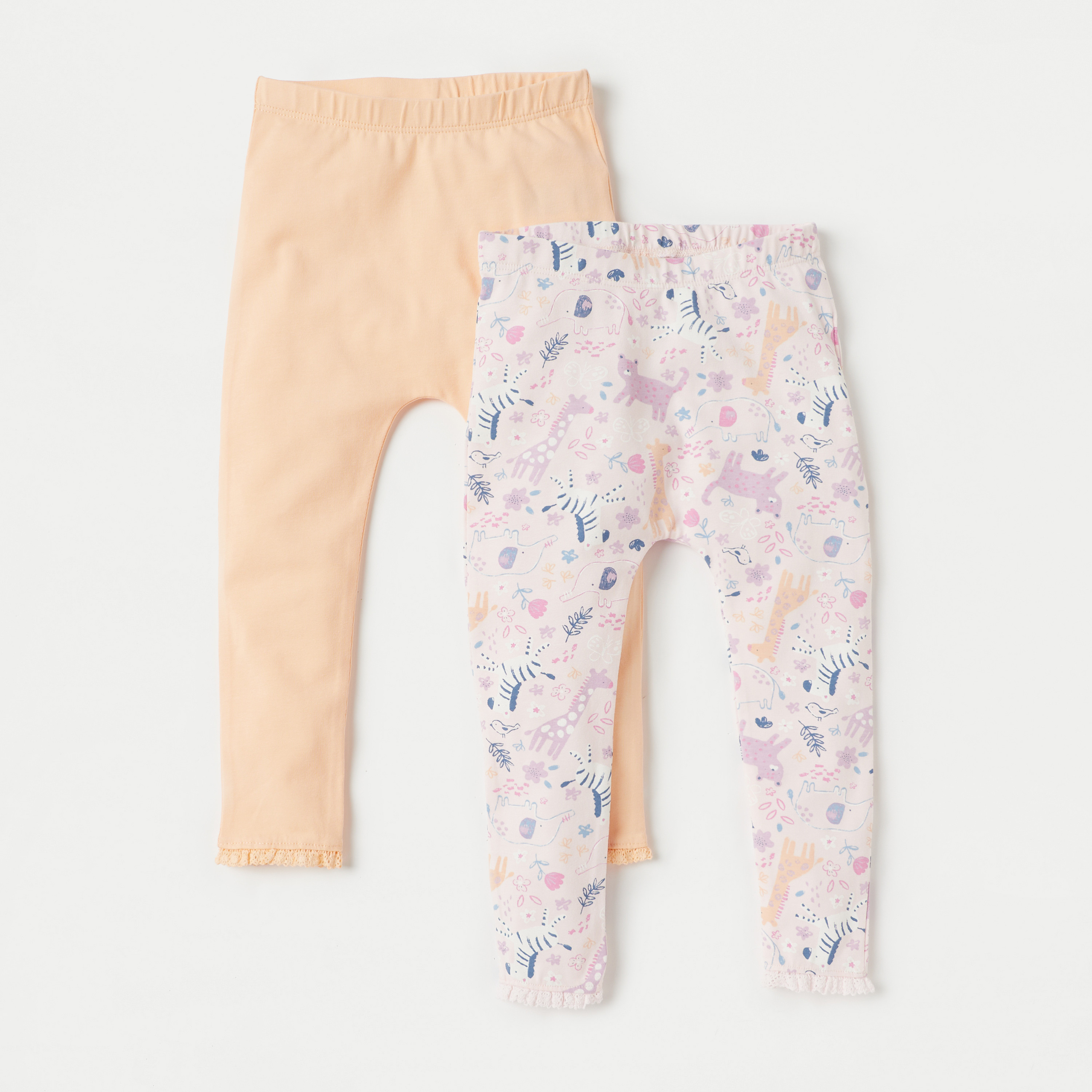Juniors Assorted Leggings with Elasticated Waistband - Set of 2-baby-girls-clothing-bottoms-leggings-image-1