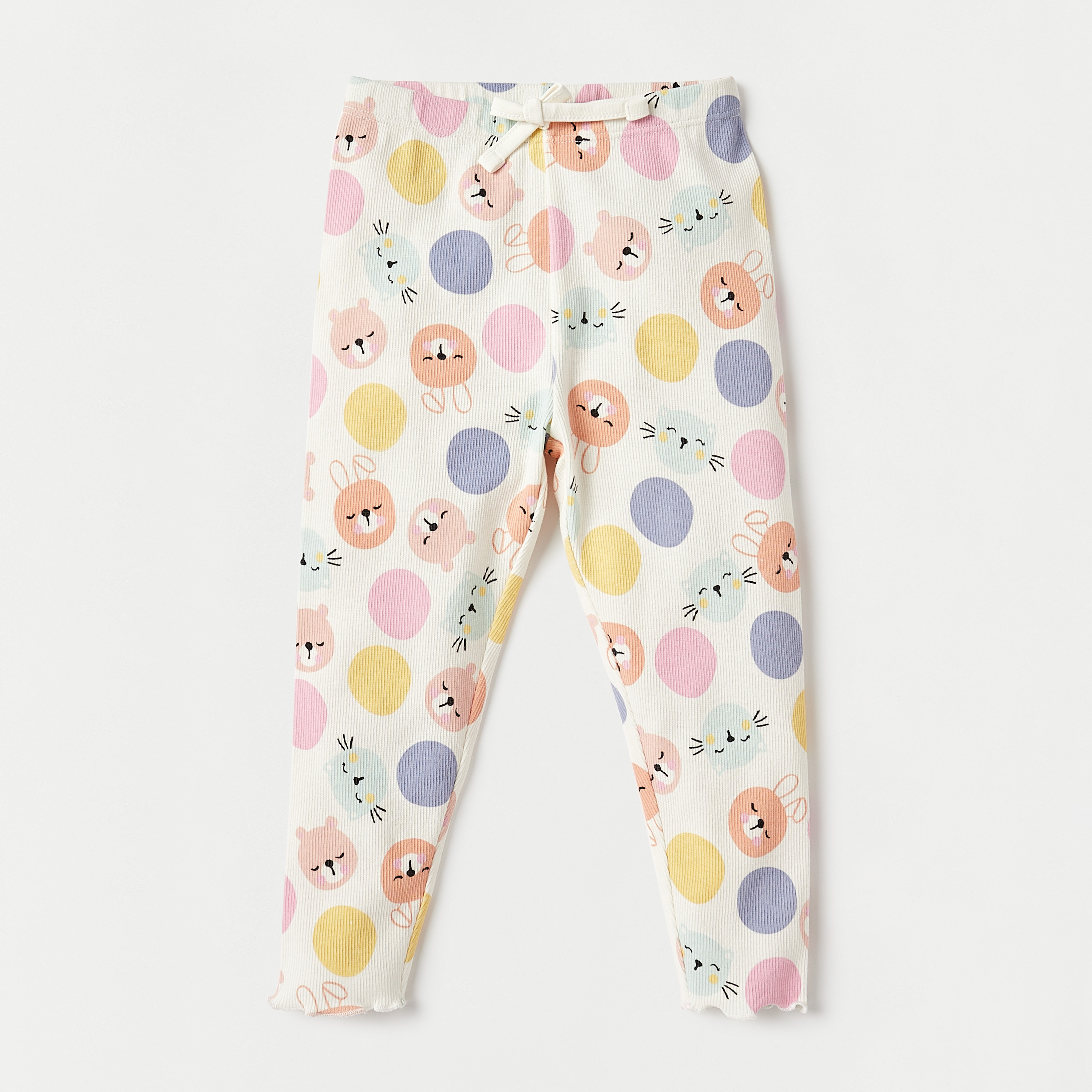 Juniors Printed Leggings with Elasticated Waistband - Set of 2-baby-girls-clothing-bottoms-leggings-image-2