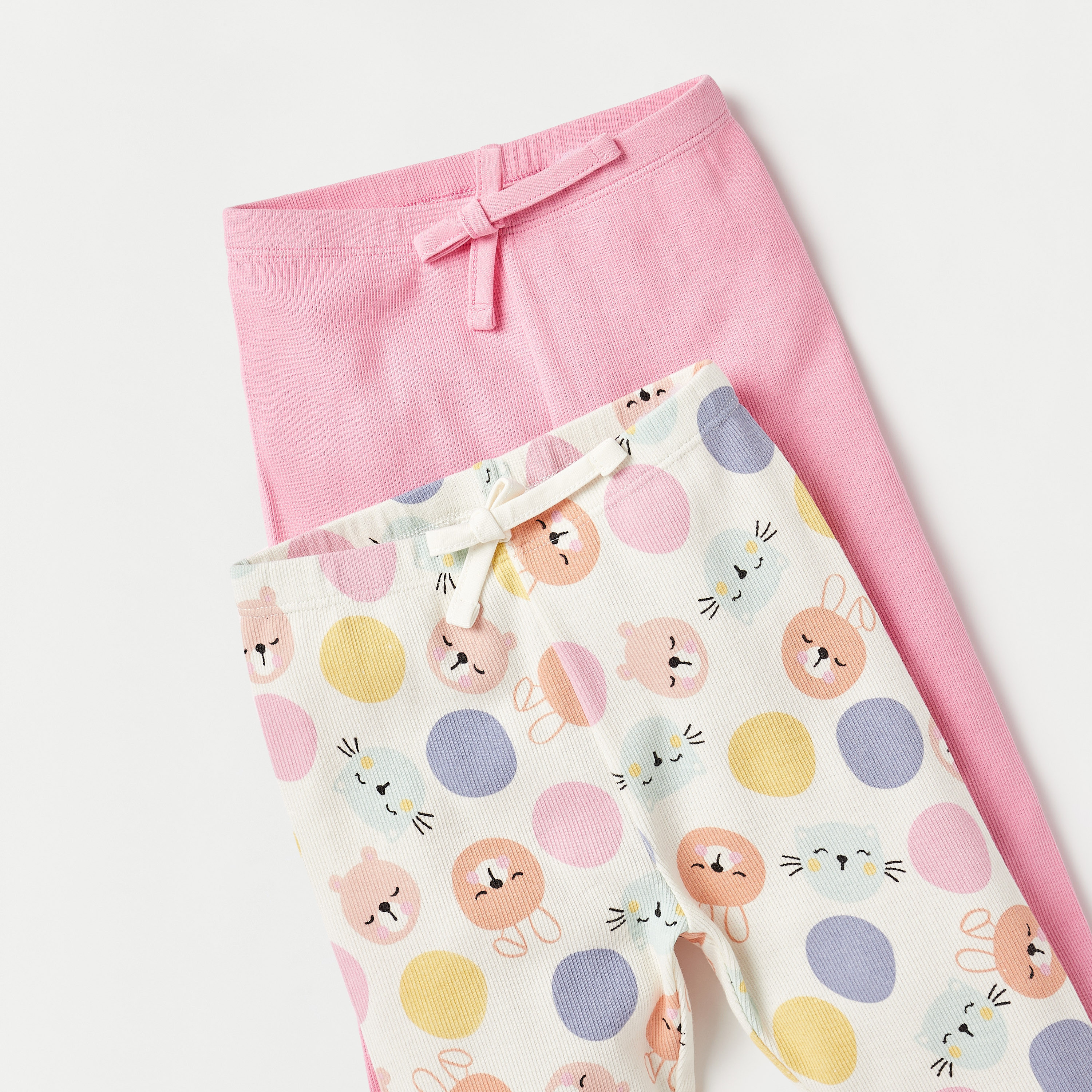 Juniors Printed Leggings with Elasticated Waistband - Set of 2-baby-girls-clothing-bottoms-leggings-image-4