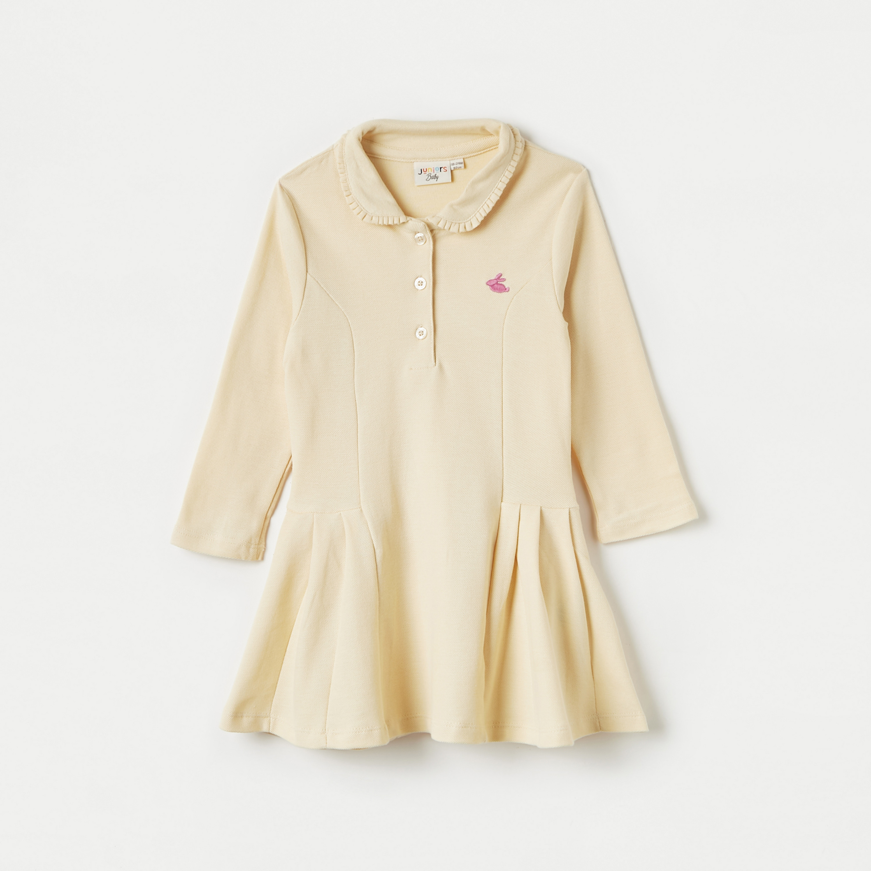 فستان بولو سادة بأكمام طويلة من جونيورز-baby-girls-clothing-dressesandjumpsuits-image-1
