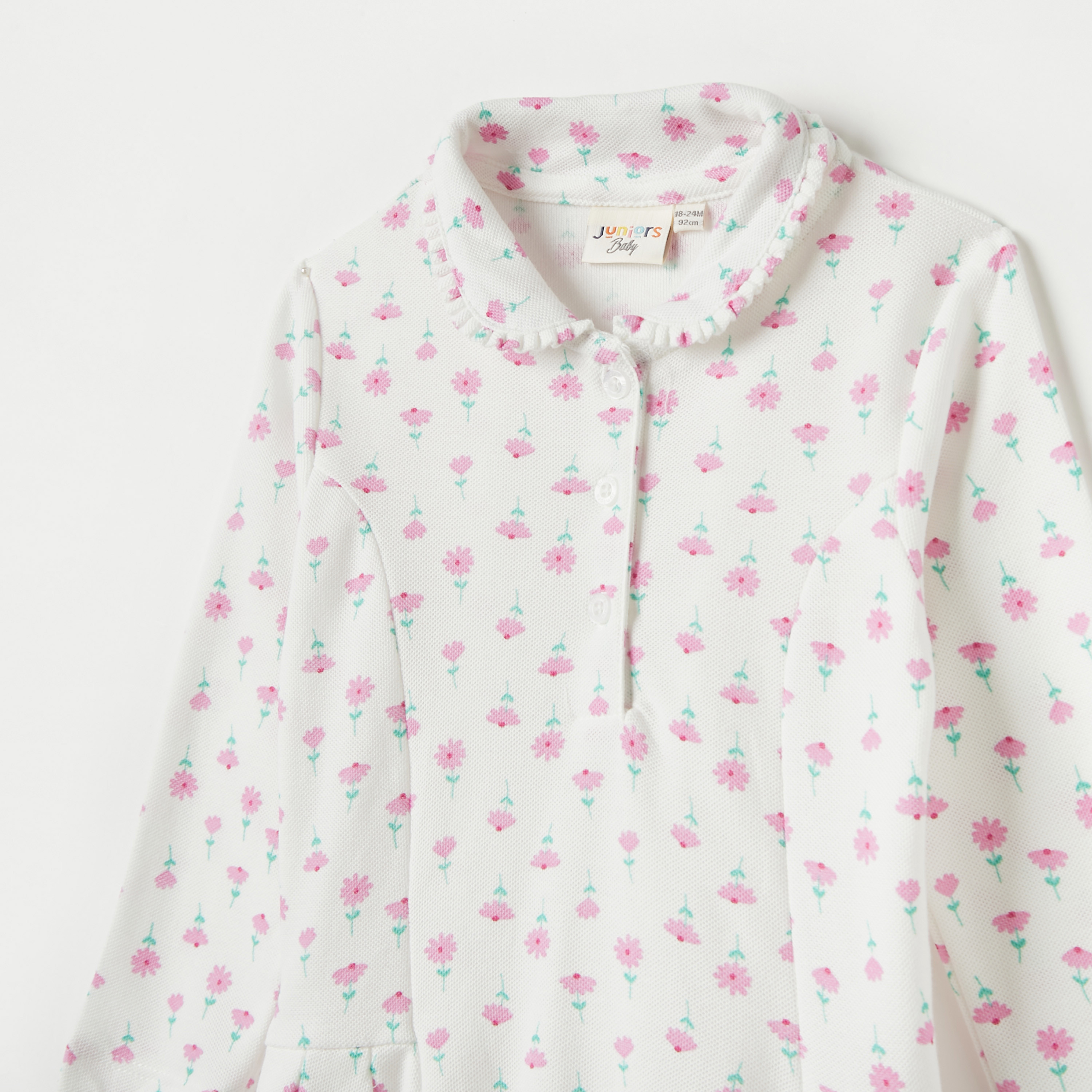 Juniors All-Over Print Polo Dress with Long Sleeves-baby-girls-clothing-dressesandjumpsuits-image-2
