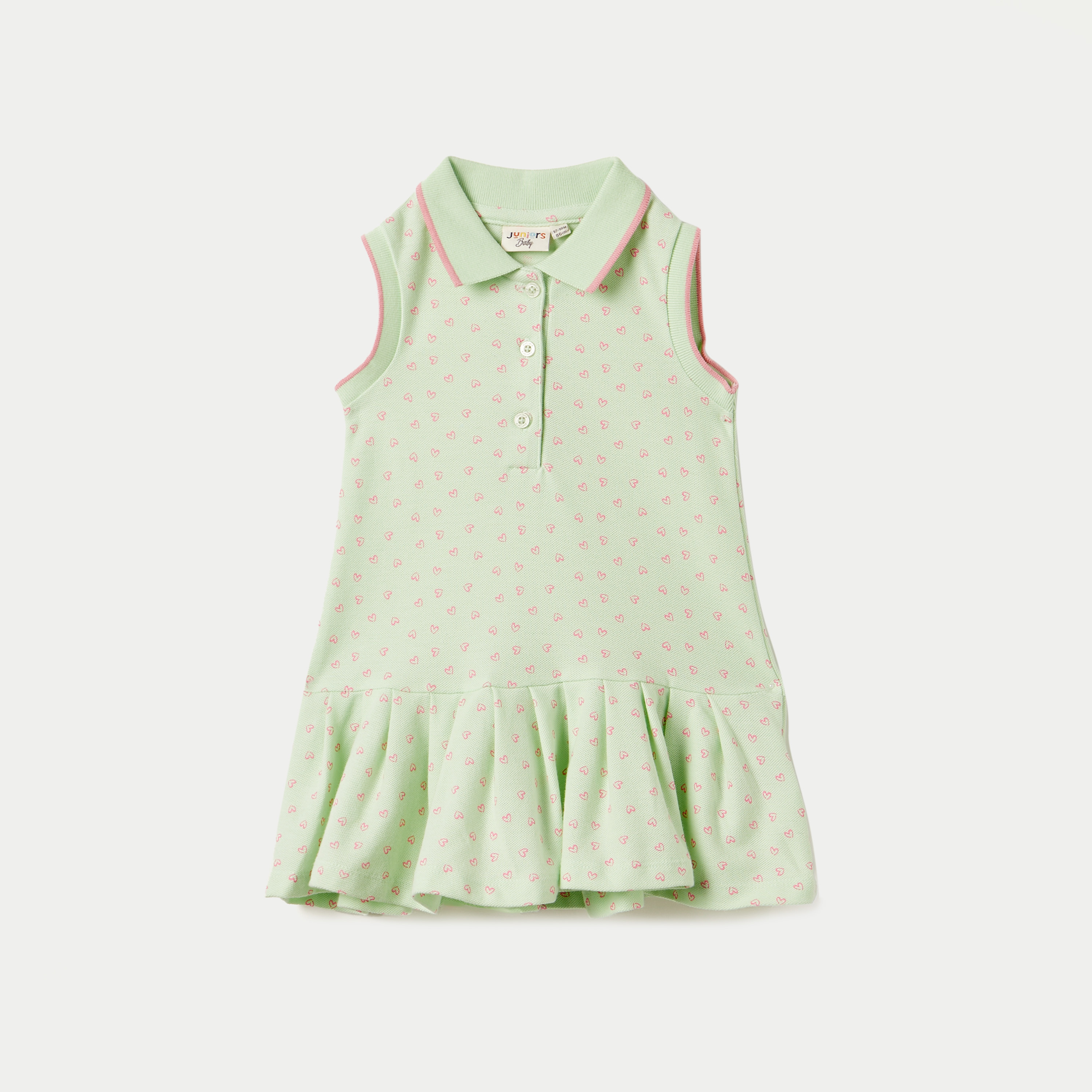 Juniors All-Over Heart Print Sleeveless Polo Dress-baby-girls-clothing-dressesandjumpsuits-image-1