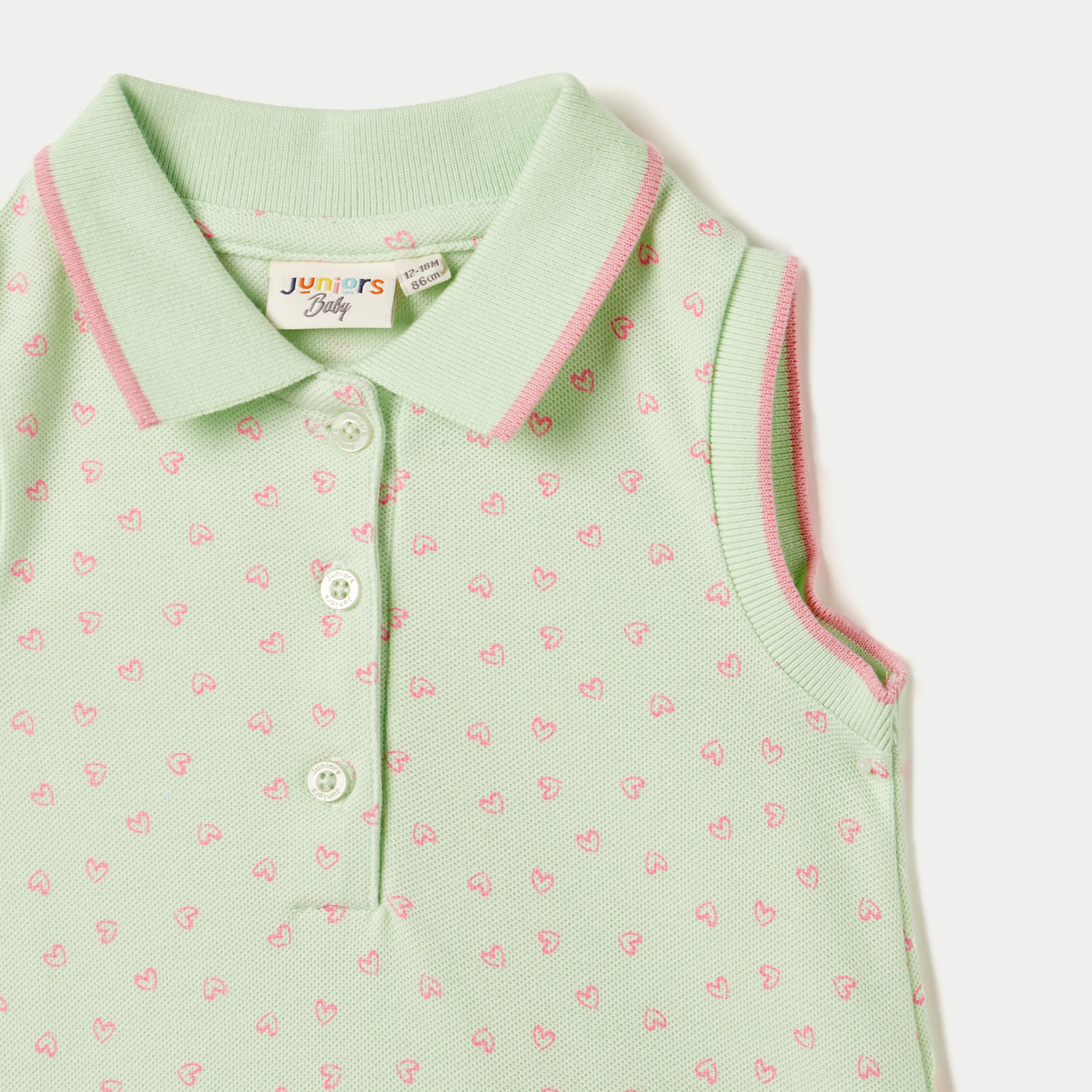 Juniors All-Over Heart Print Sleeveless Polo Dress-baby-girls-clothing-dressesandjumpsuits-image-3