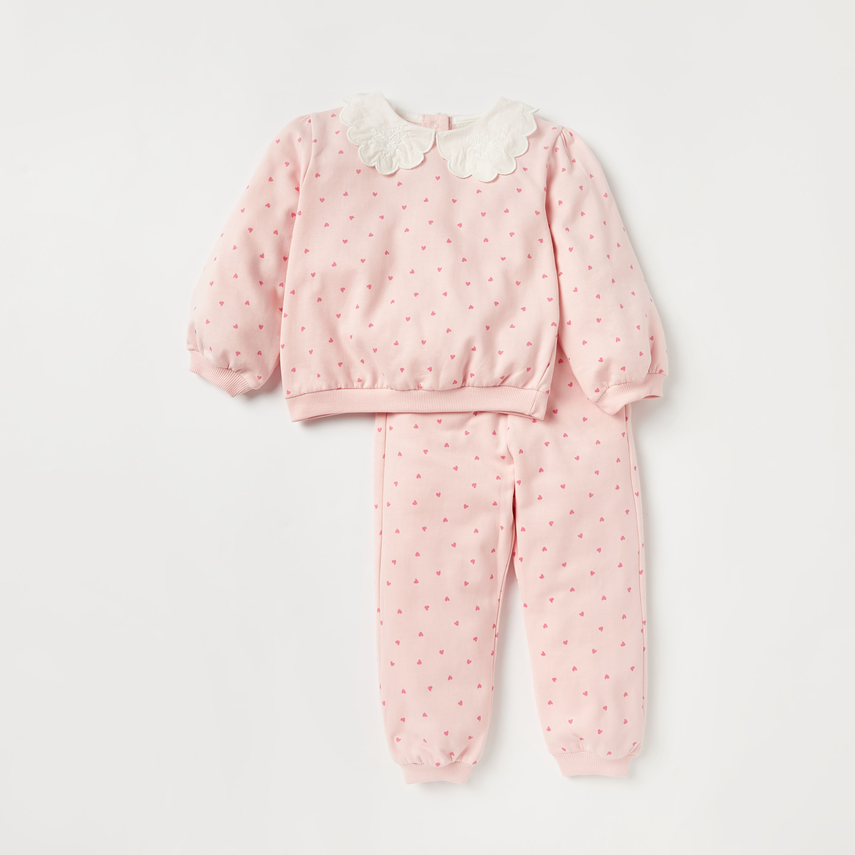 Juniors All-Over Heart Print Sweatshirt and Joggers Set-baby-girls-clothing-setsandcoords-image-1
