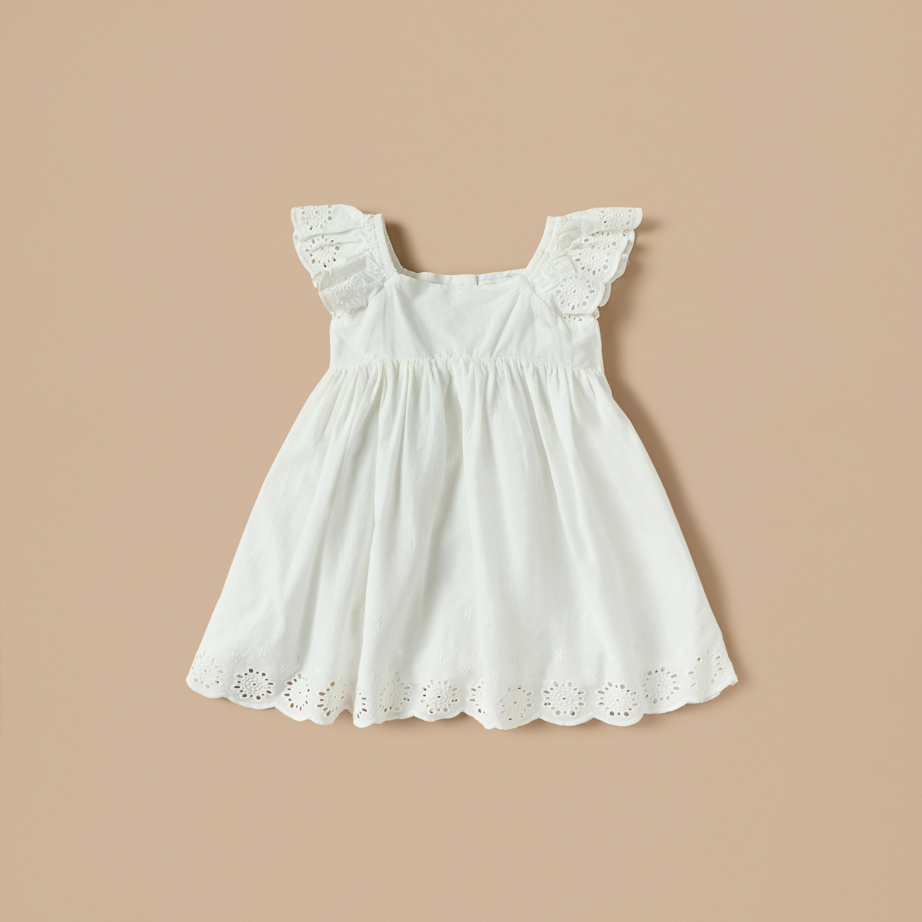 Juniors Solid Schiffli Detail A-line Dress with Ruffle Detail and Elasticated Bloomers-baby-girls-clothing-dressesandjumpsuits-image-2