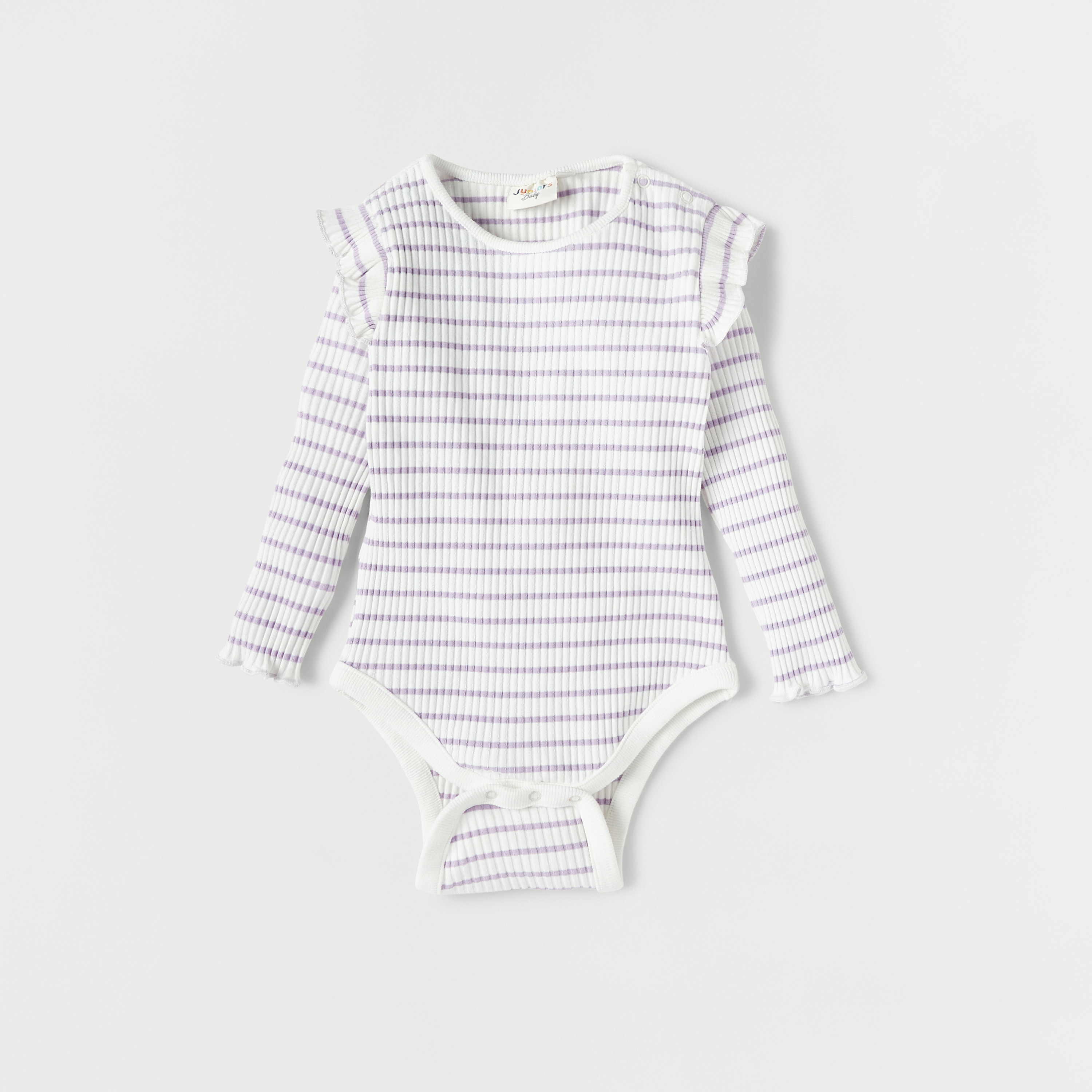Juniors Striped Long Sleeves Bodysuit and Dungaree Dress Set-baby-girls-clothing-setsandcoords-image-2