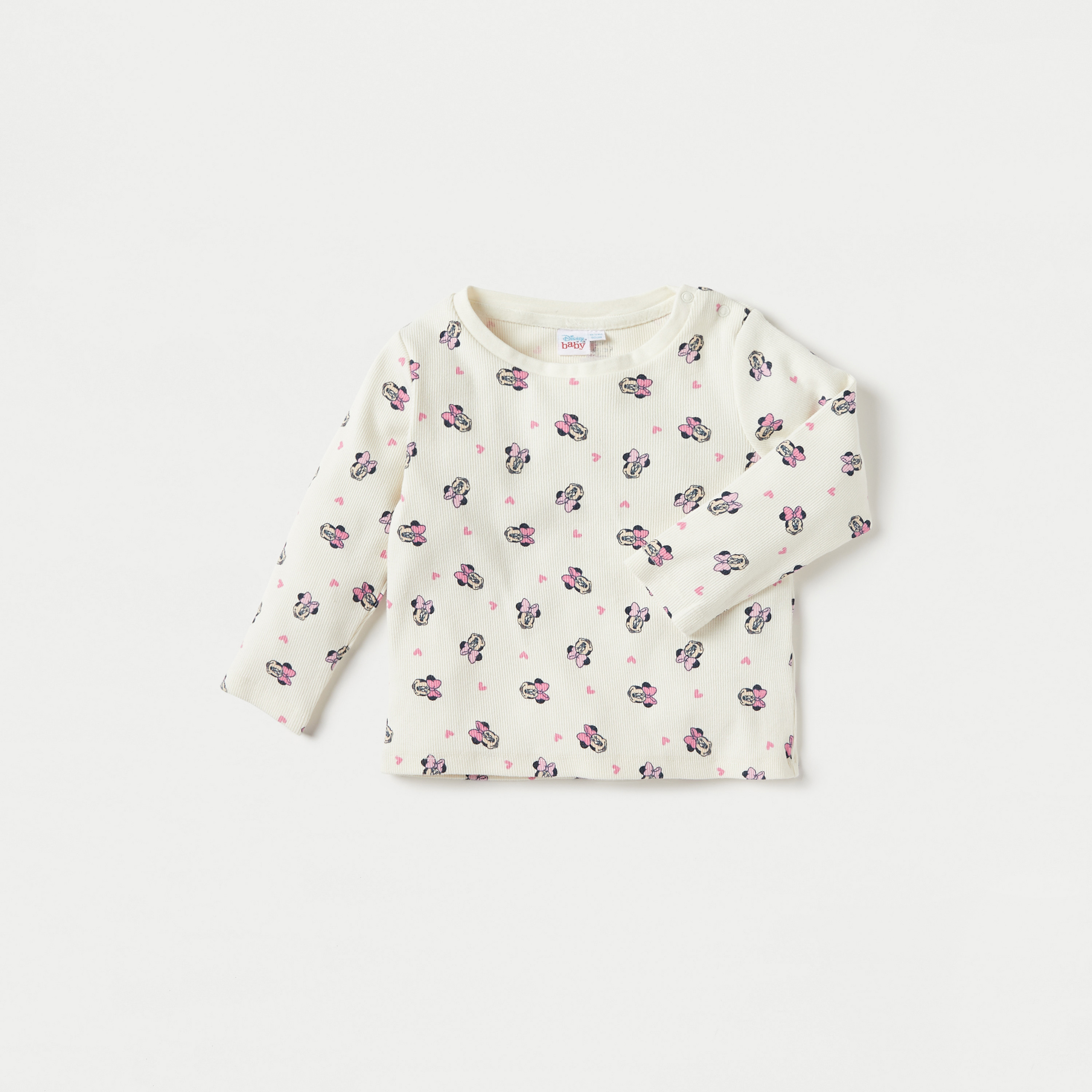 Disney Minnie Mouse Print T-shirt and Denim Dungaree Dress Set-baby-girls-clothing-setsandcoords-image-2