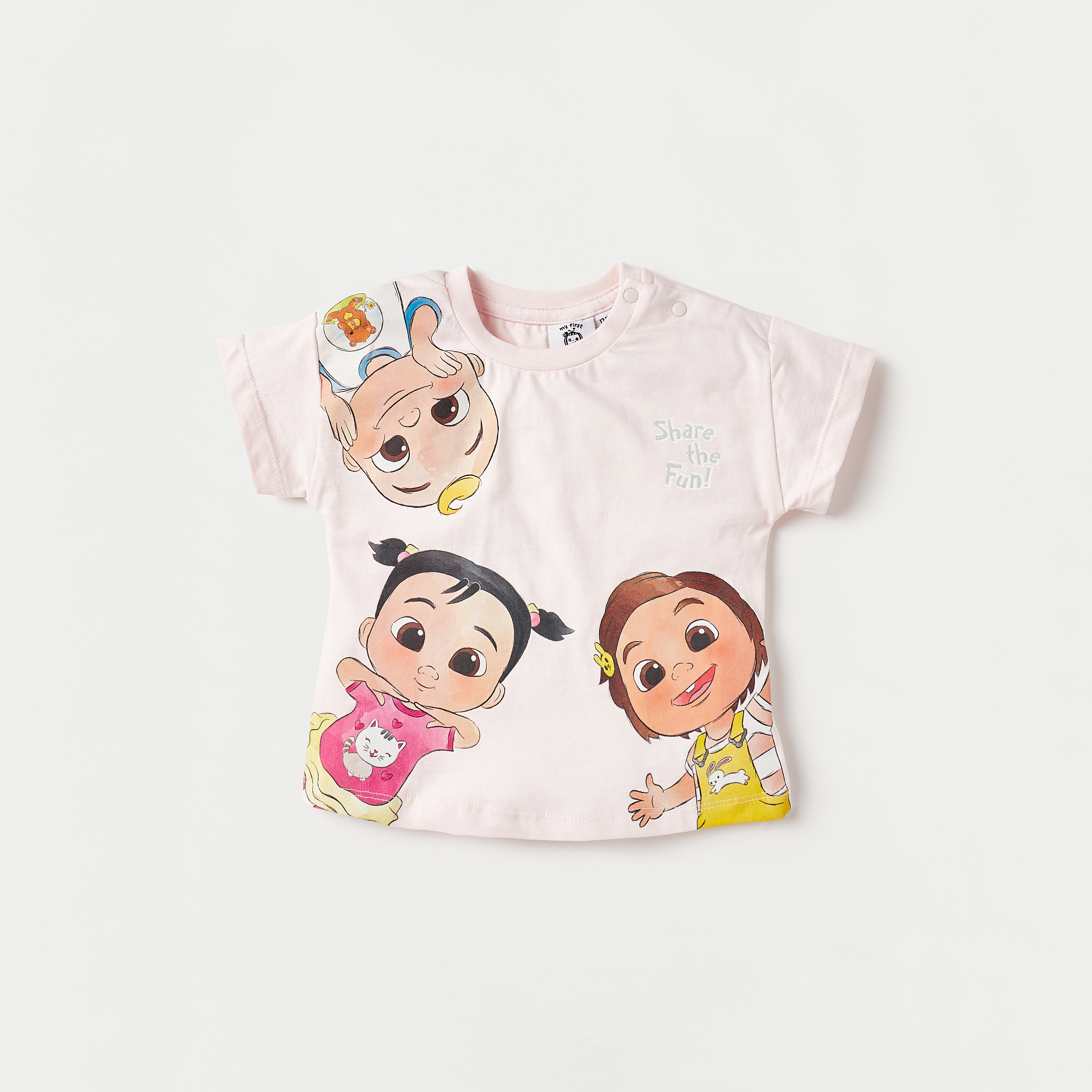 MoonBug Cocomelon Print T-shirt with Cap Sleeves and Crew Neck - Set of 2-baby-girls-clothing-multipacks-image-2