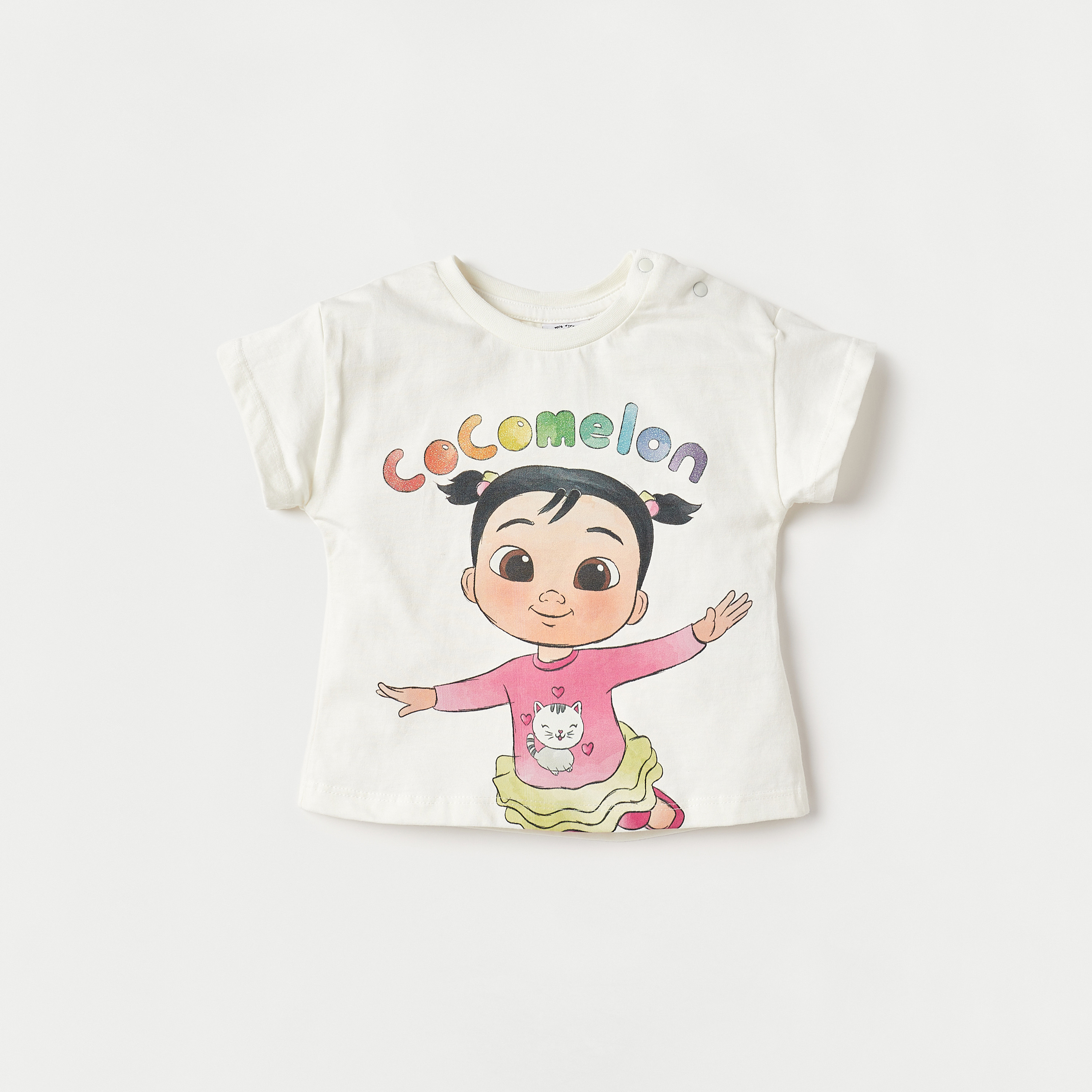 MoonBug Cocomelon Print T-shirt with Cap Sleeves and Crew Neck - Set of 2-baby-girls-clothing-multipacks-image-3