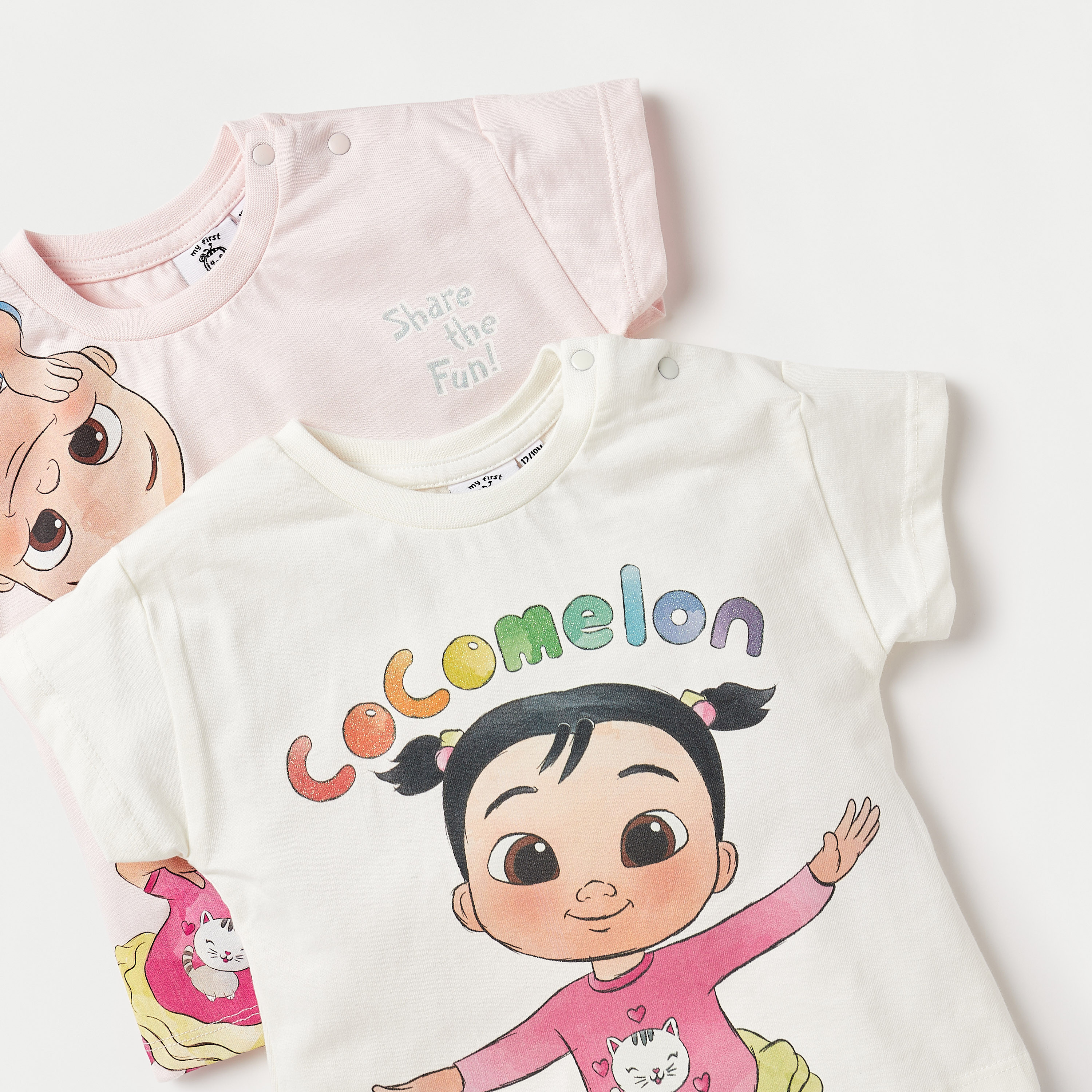 MoonBug Cocomelon Print T-shirt with Cap Sleeves and Crew Neck - Set of 2-baby-girls-clothing-multipacks-image-4