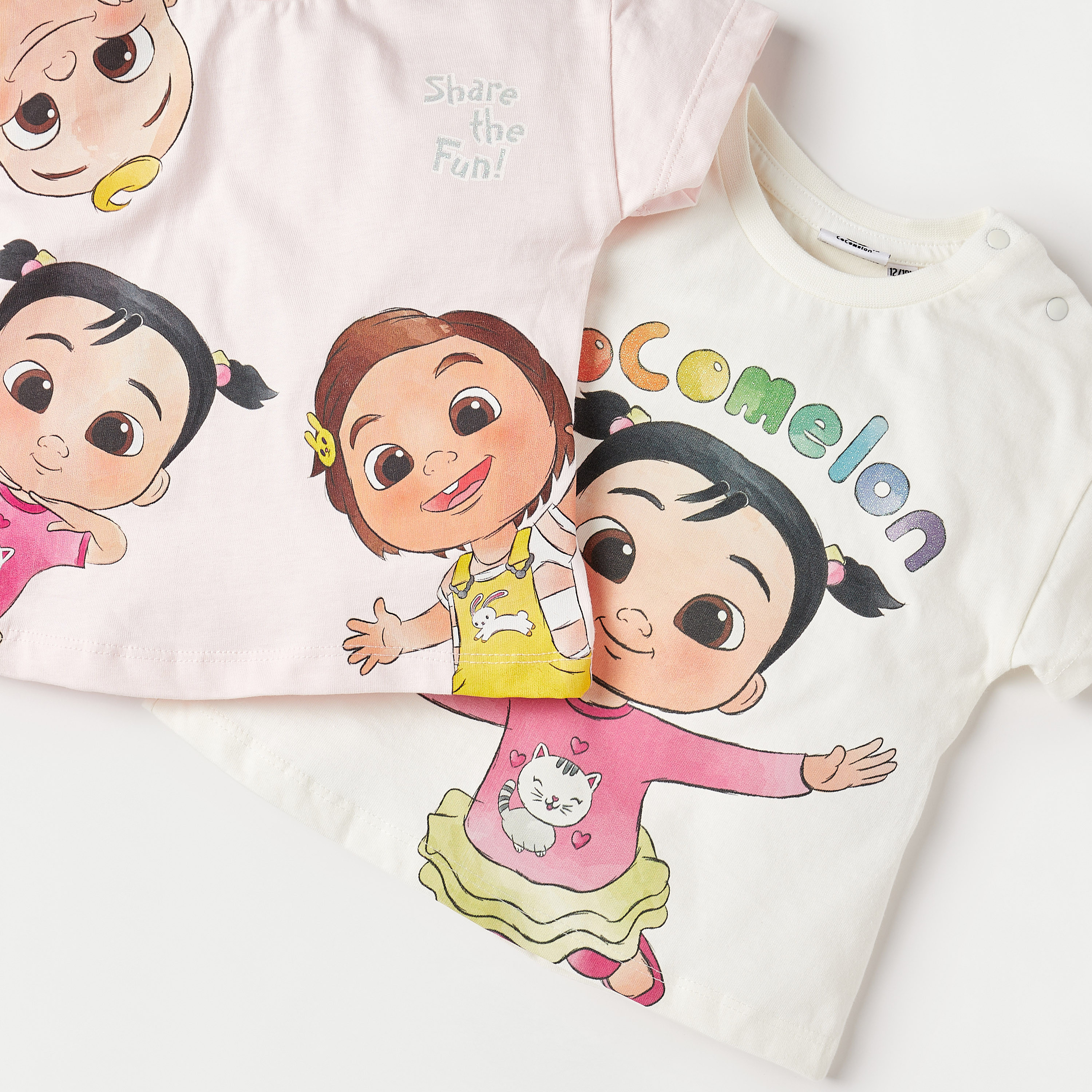 MoonBug Cocomelon Print T-shirt with Cap Sleeves and Crew Neck - Set of 2-baby-girls-clothing-multipacks-image-5