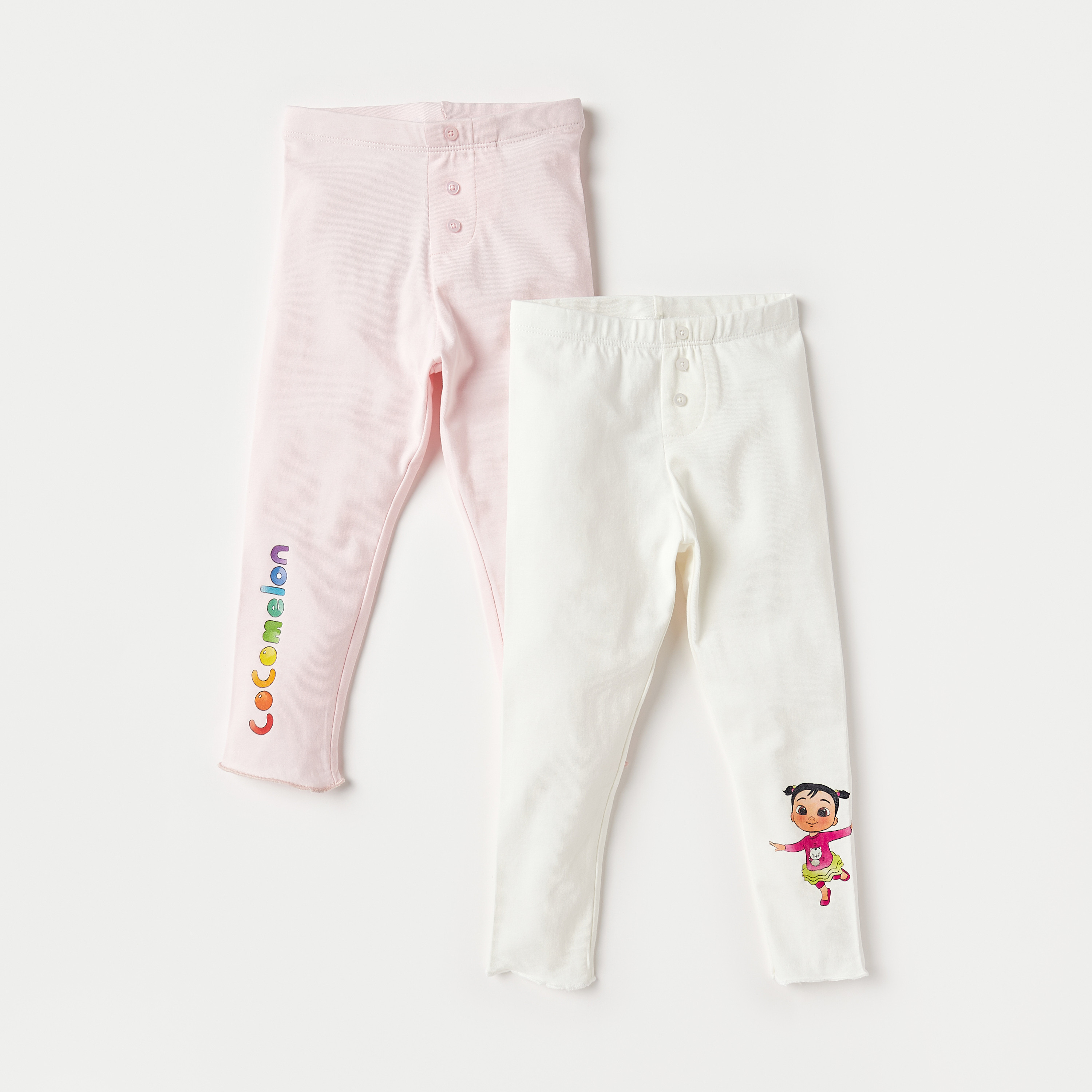MoonBug Cocomelon Print Leggings with Elasticated Waistband - Set of 2-baby-girls-clothing-bottoms-leggings-image-1