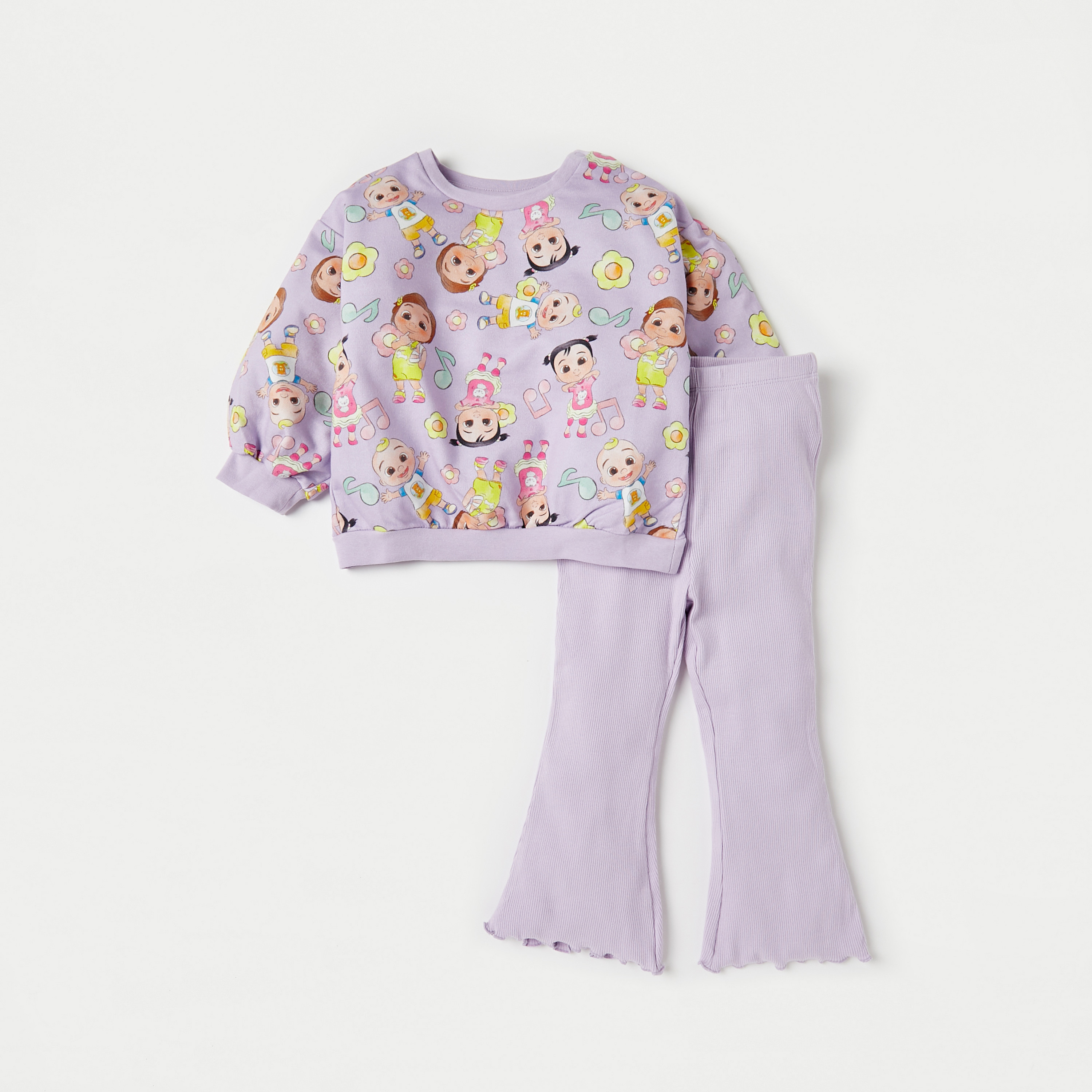طقم بنطلون واسع وسويت شيرت بطبعات موون باج-baby-girls-clothing-setsandcoords-image-1