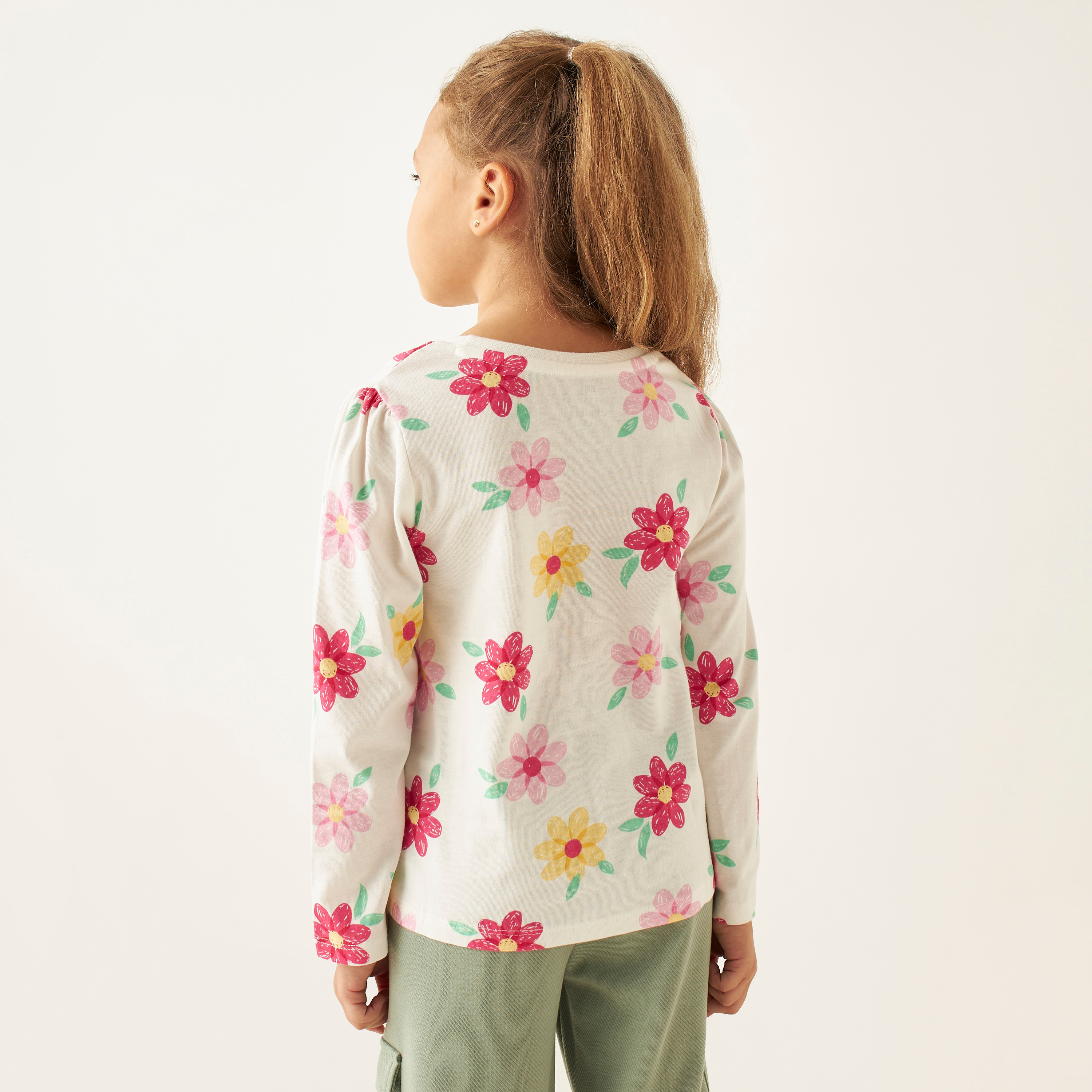 تيشيرت بأكمام طويلة وياقة ضيقة وطبعات من جونيورز-girls-clothing-schoolwear-tshirts-image-4