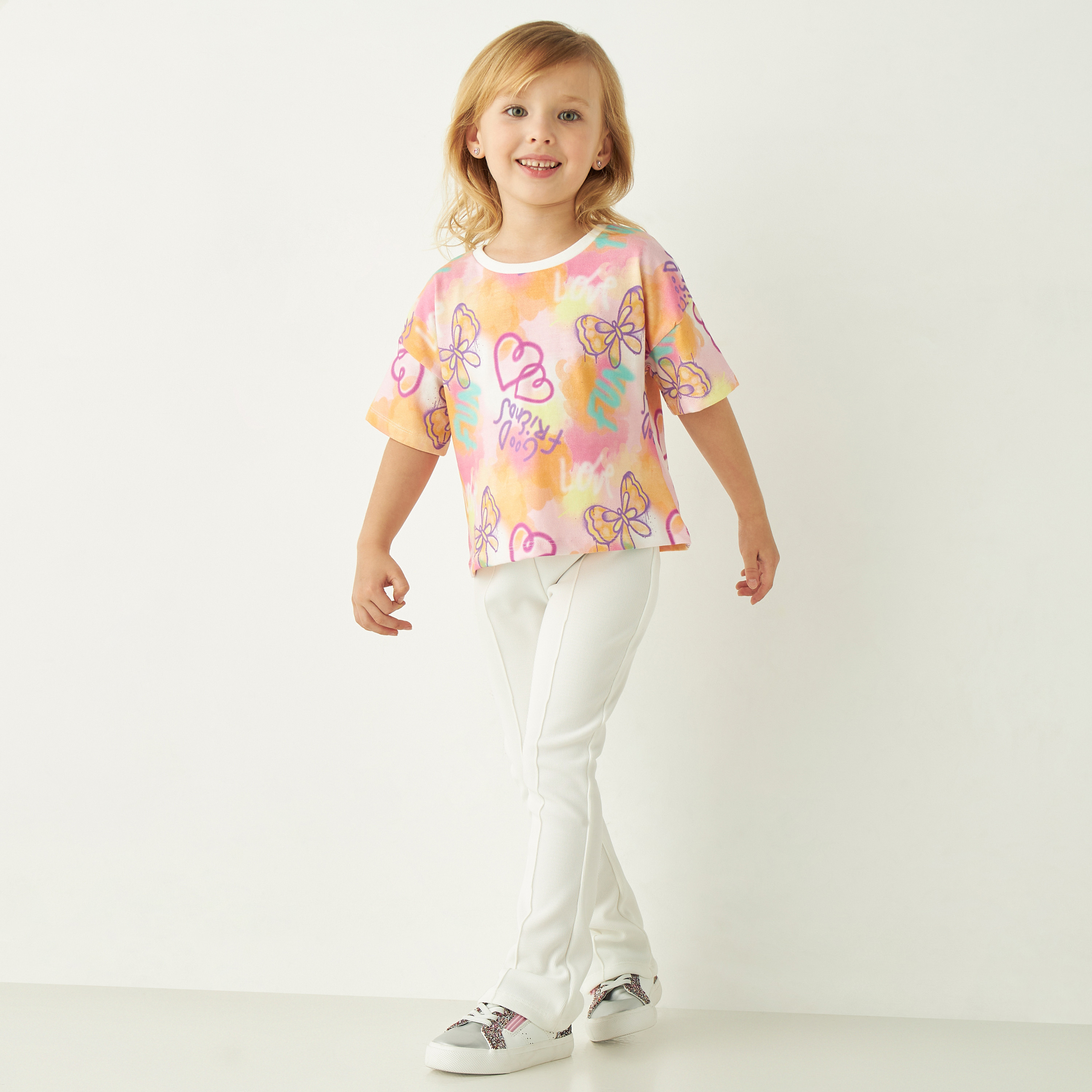 Juniors All-Over Print T-shirt with Crew Neck-girls-clothing-tshirts-image-2
