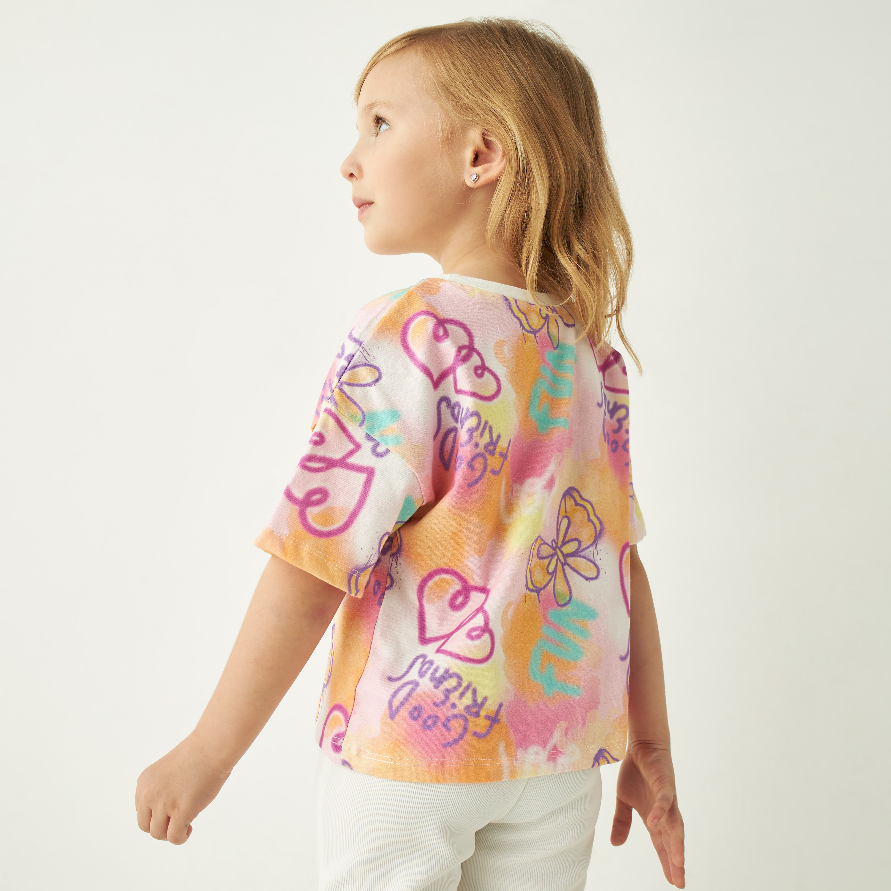 Juniors All-Over Print T-shirt with Crew Neck-girls-clothing-tshirts-image-3