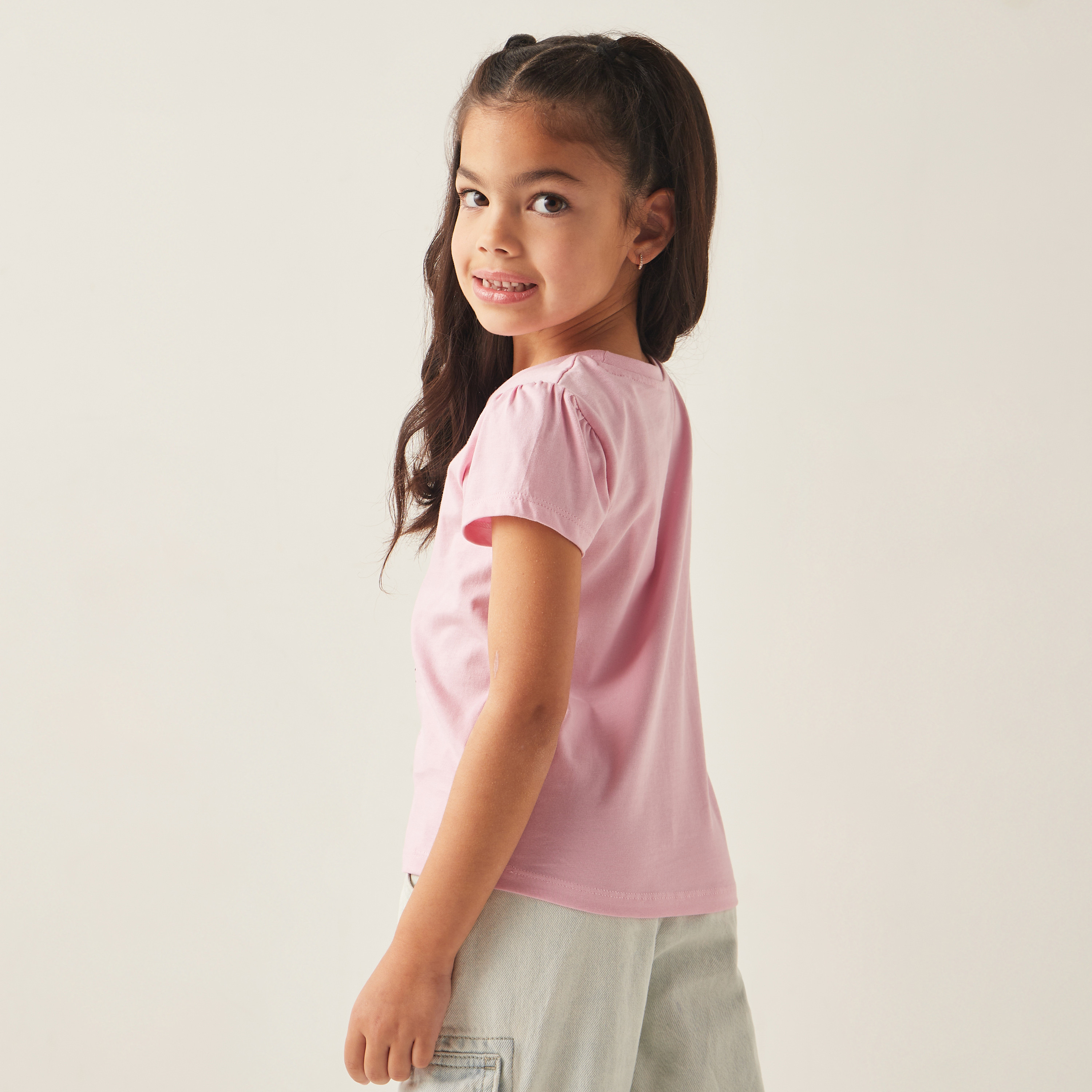 تيشيرت قطن بأكمام قصيرة وطبعات أرنب من جونيورز-girls-clothing-schoolwear-tshirts-image-4