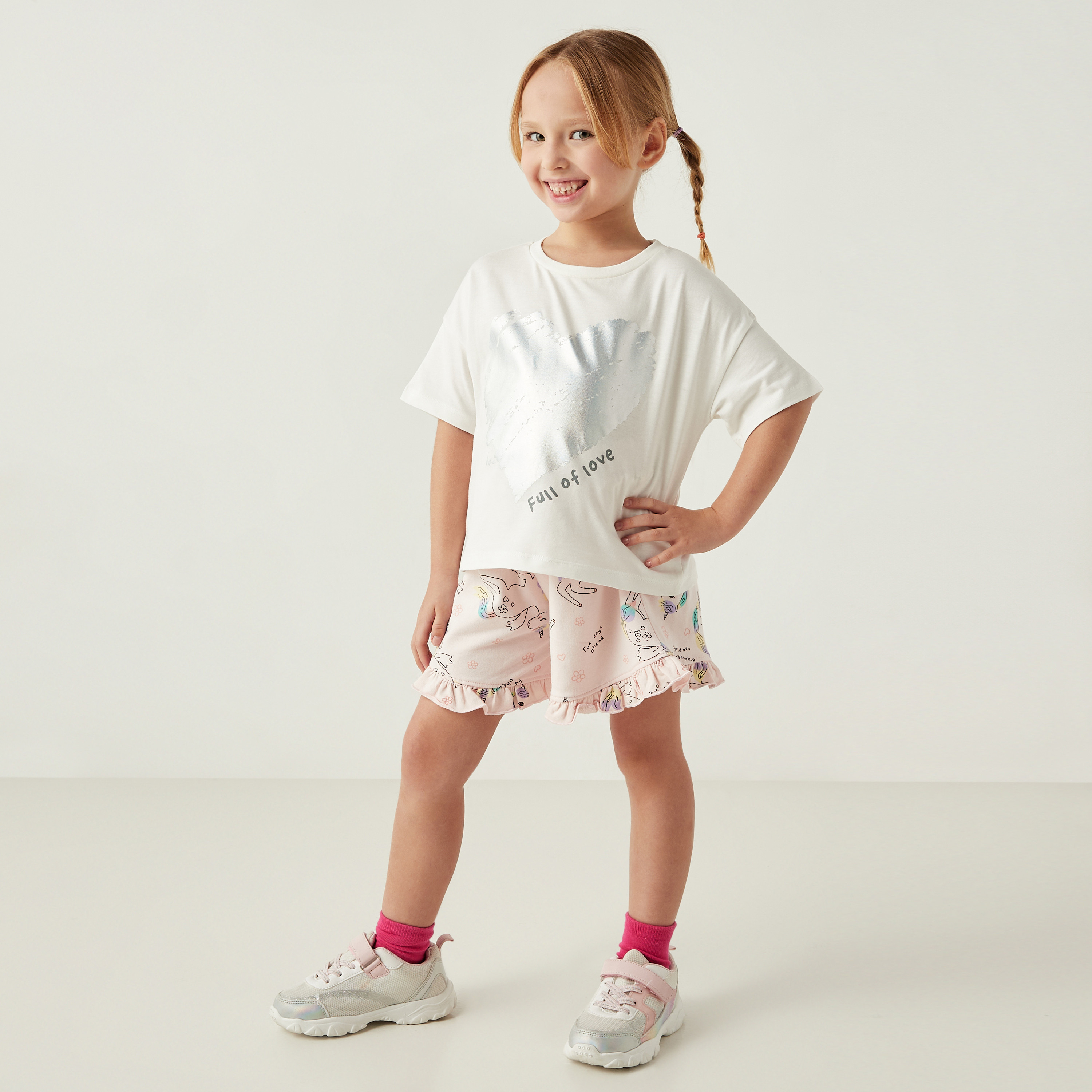 Juniors Assorted Shorts with Elasticated Waistband and Ruffle Detail - Set of 3-girls-clothing-bottoms-shorts-image-2