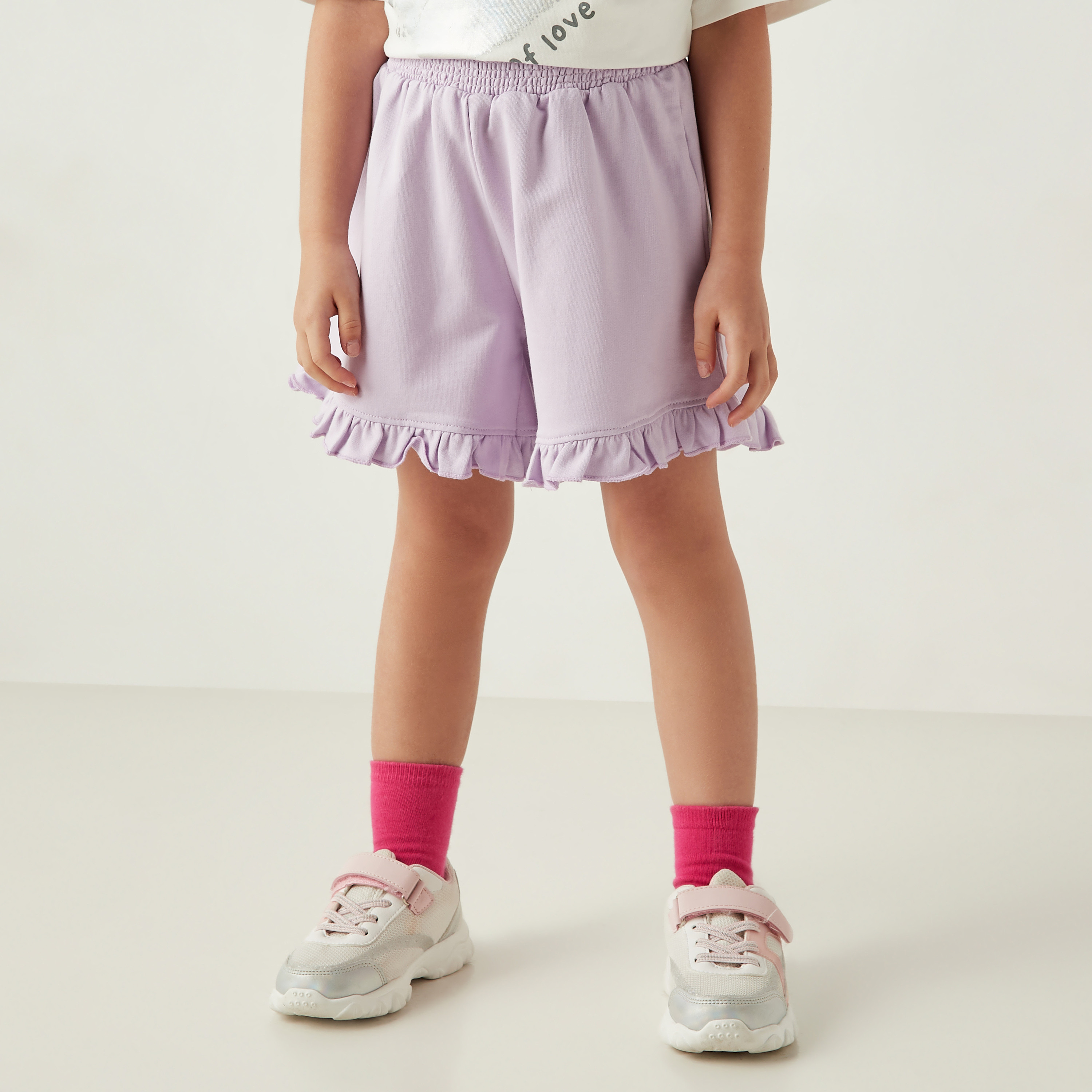 Juniors Assorted Shorts with Elasticated Waistband and Ruffle Detail - Set of 3-girls-clothing-bottoms-shorts-image-5