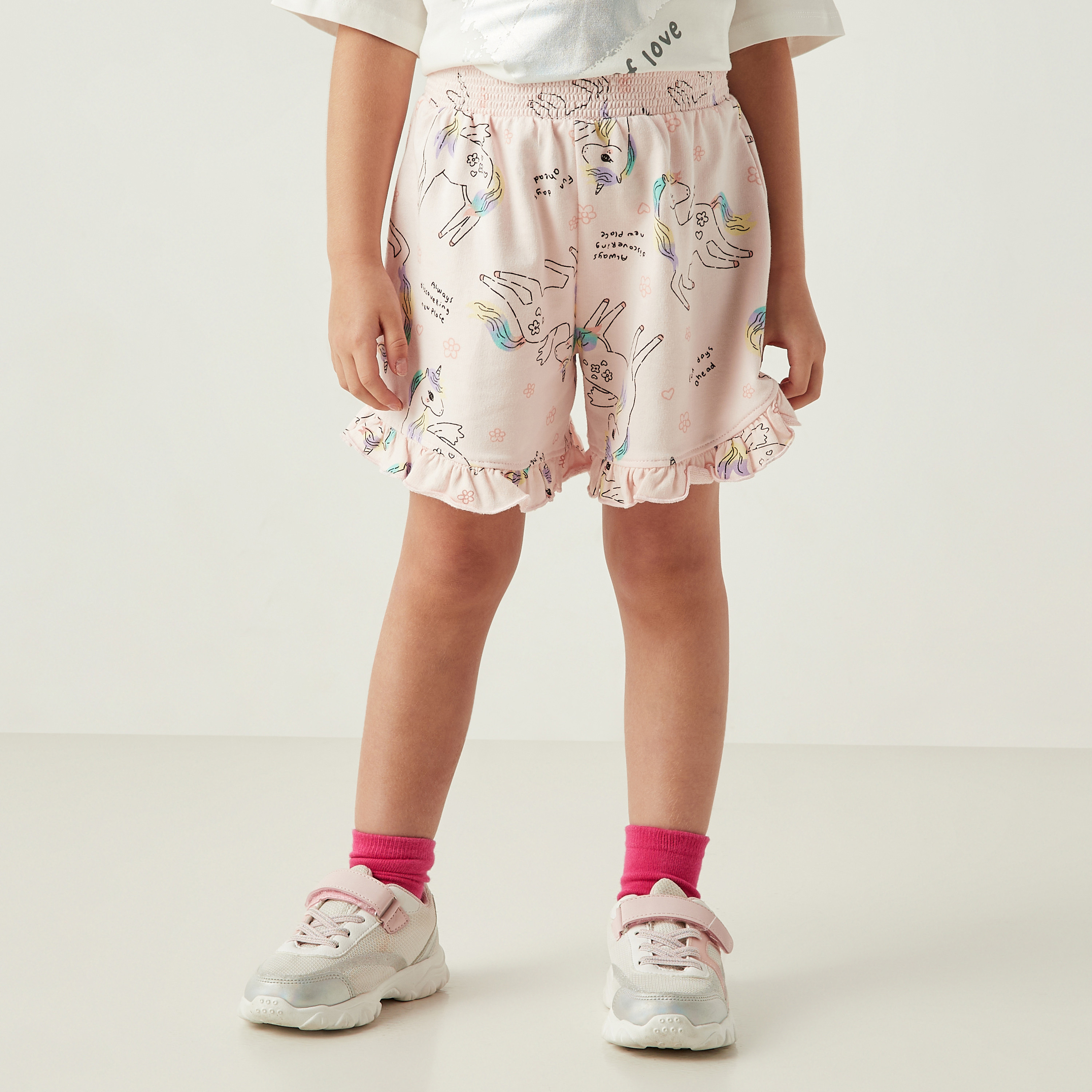 Juniors Assorted Shorts with Elasticated Waistband and Ruffle Detail - Set of 3-girls-clothing-bottoms-shorts-image-7