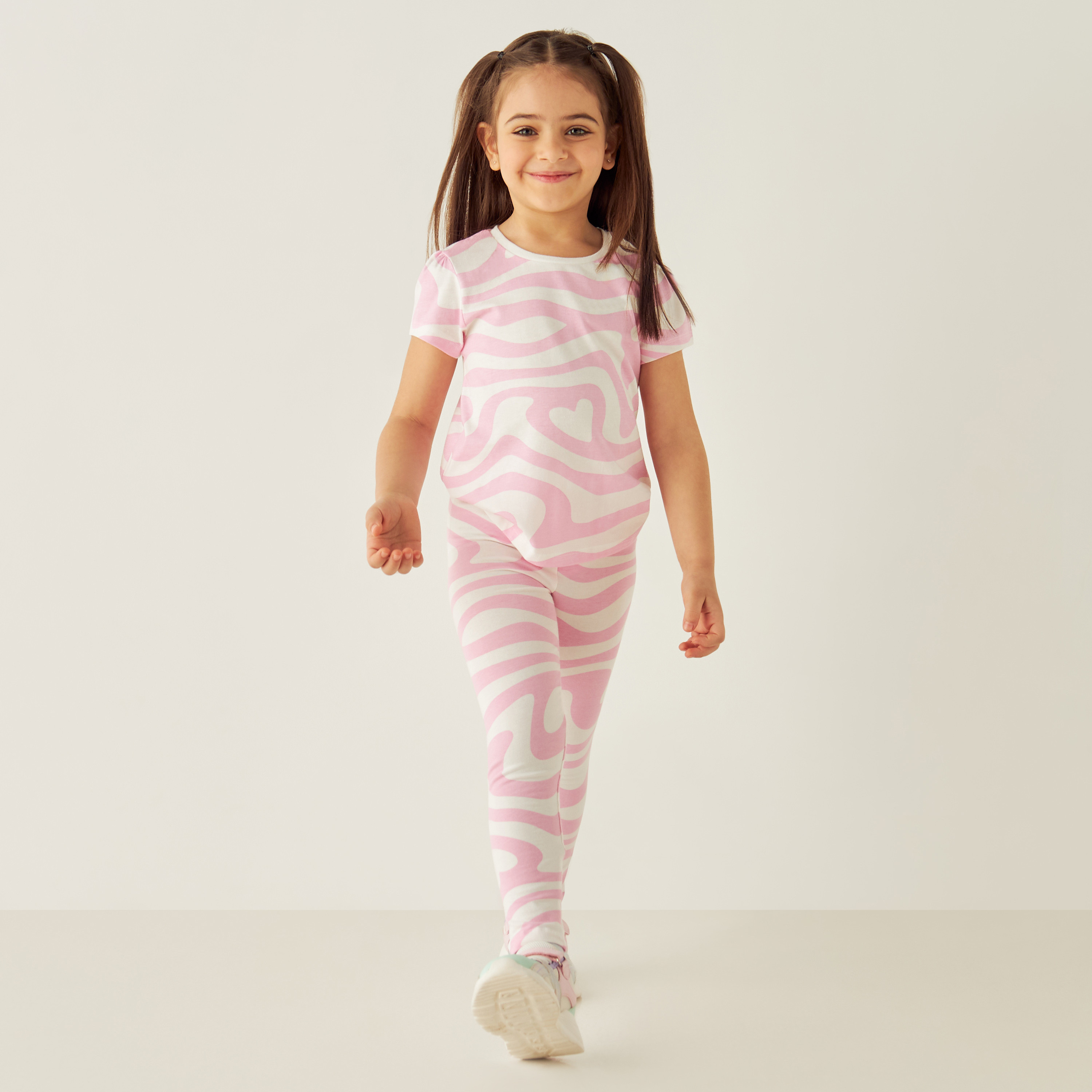 Juniors All-Over Printed Leggings with Elasticated Waistband-baby-girls-clothing-bottoms-leggings-image-2