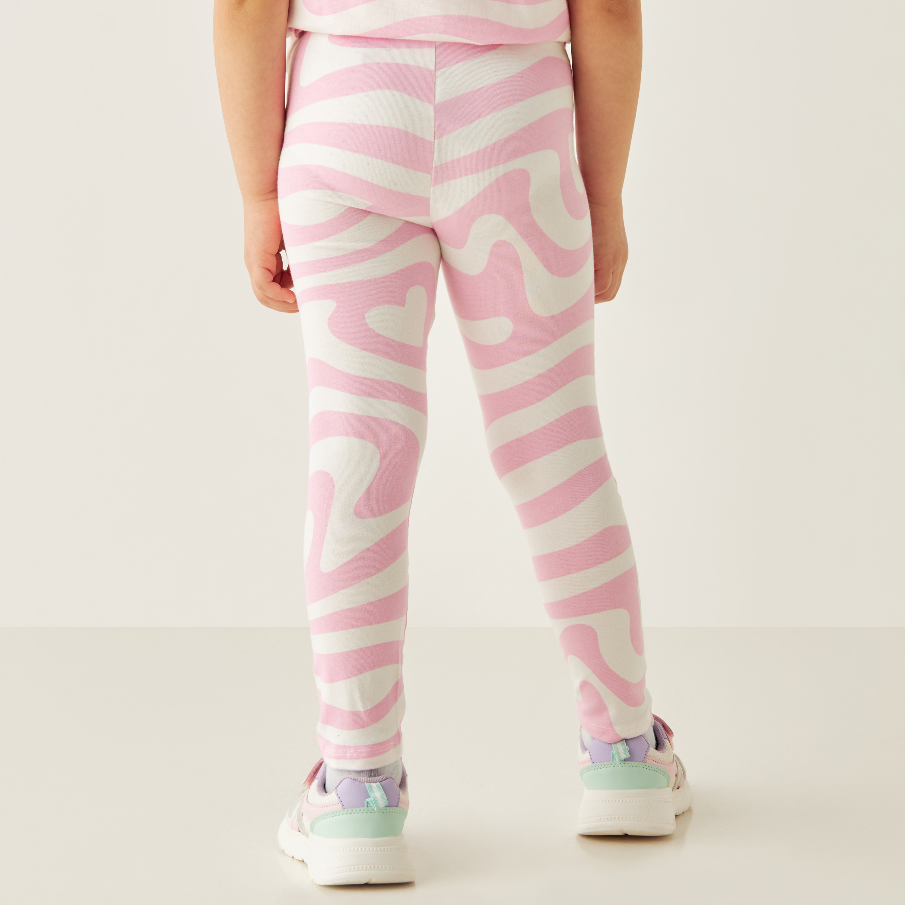 Juniors All-Over Printed Leggings with Elasticated Waistband-baby-girls-clothing-bottoms-leggings-image-4