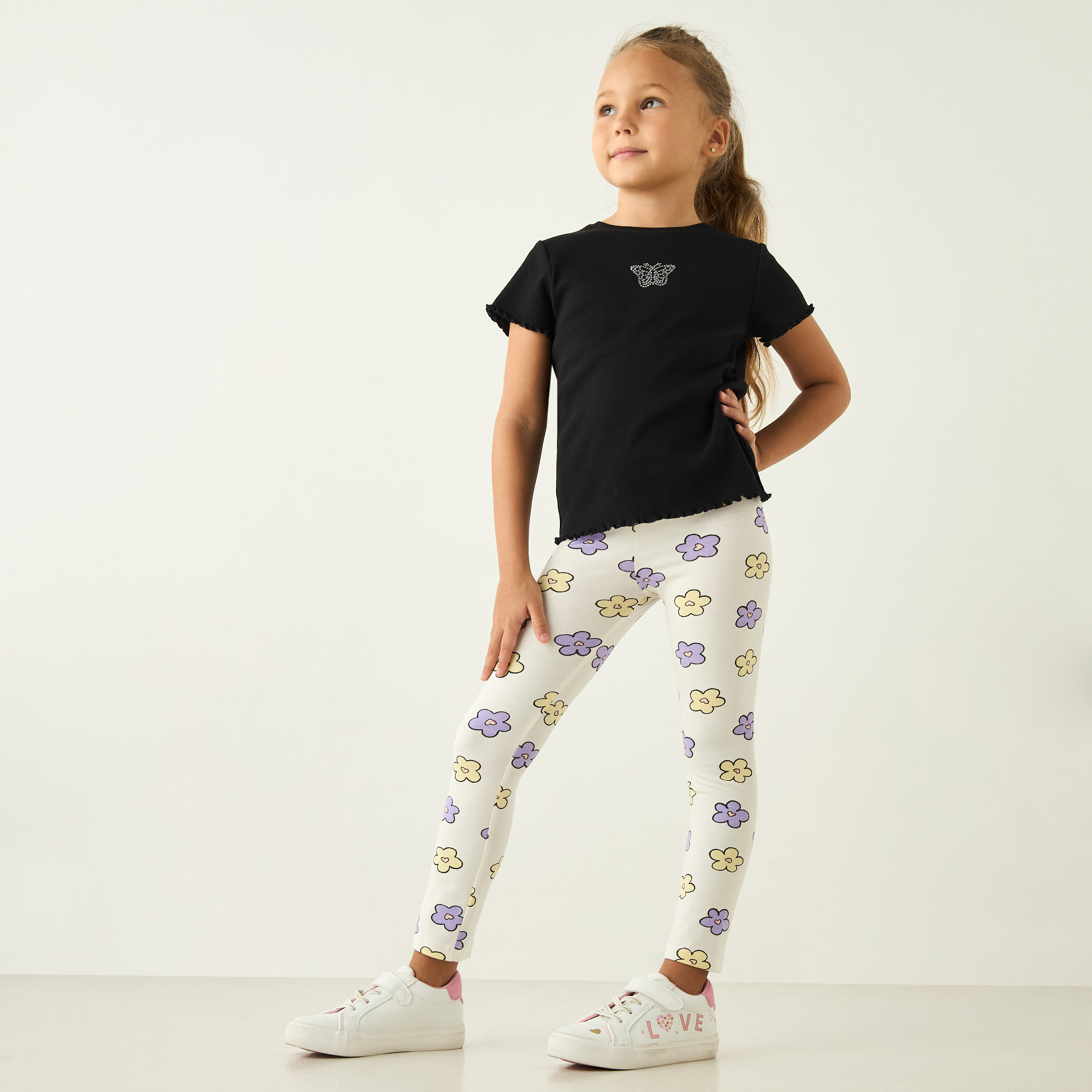 Juniors Assorted Leggings with Elasticated Waistband - Set of 3-baby-girls-clothing-bottoms-leggings-image-2
