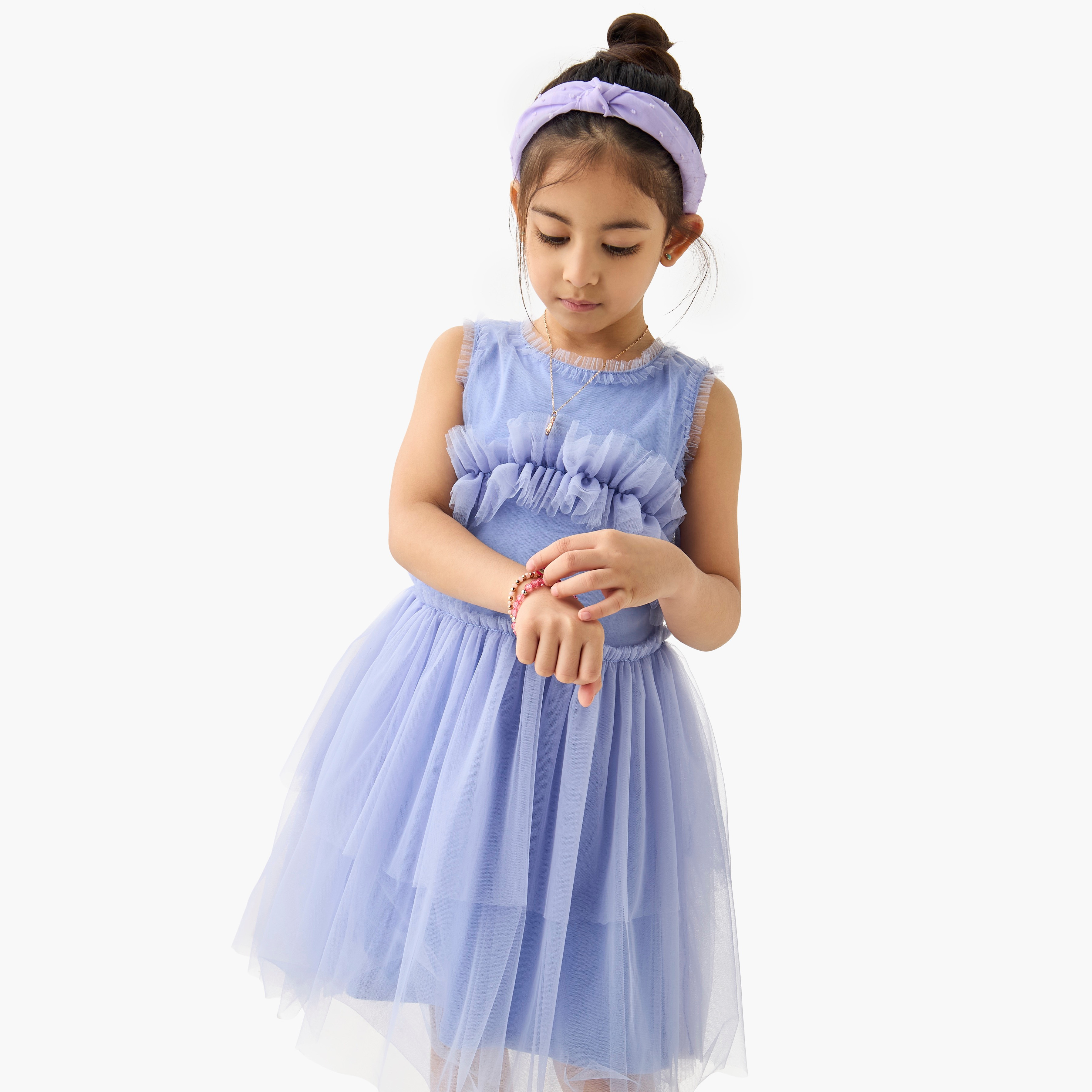 Buy Juniors Textured Sleeveless Dress with Button Closure Online Babyshop UAE