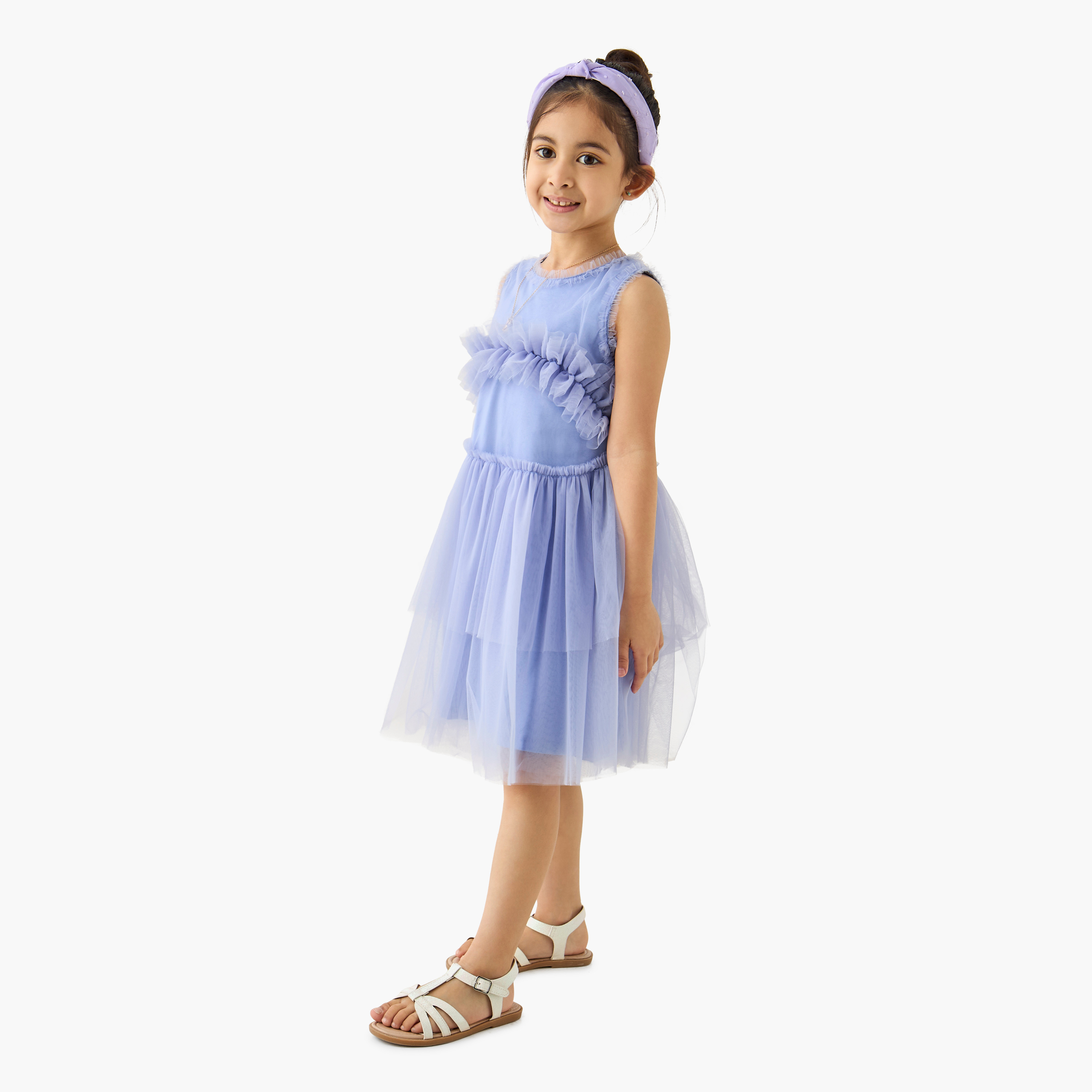 Juniors Textured Sleeveless Dress with Button Closure-girls-clothing-dressesandjumpsuits-image-2