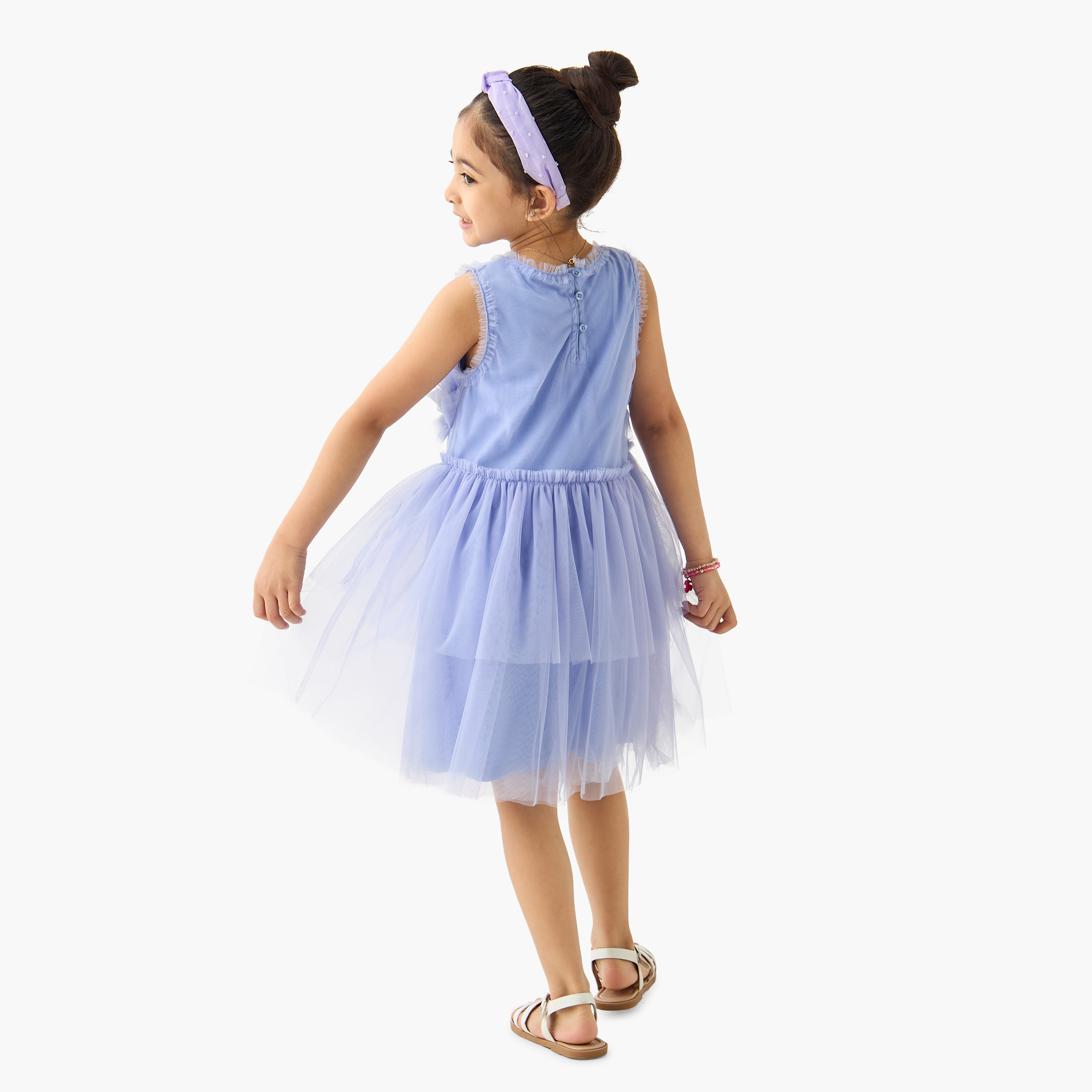 Juniors Textured Sleeveless Dress with Button Closure-girls-clothing-dressesandjumpsuits-image-3