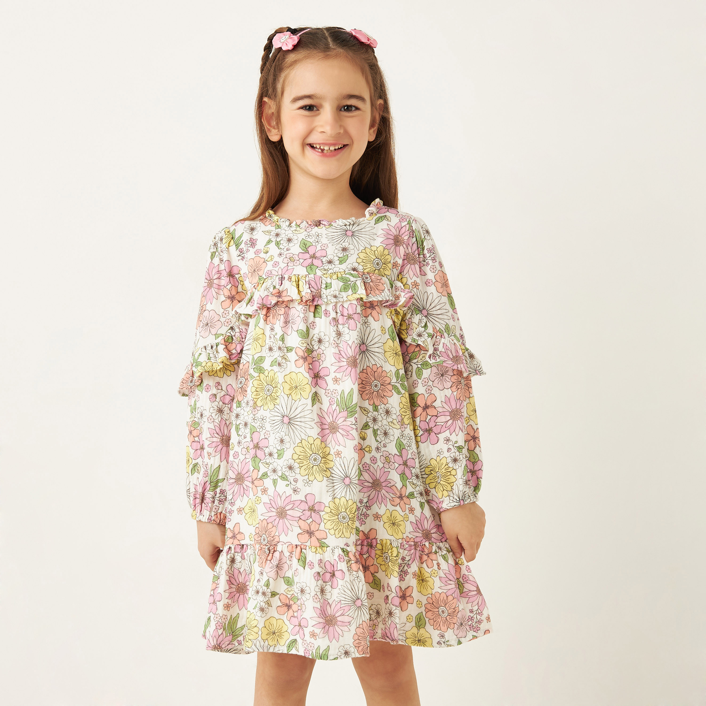 Buy Juniors Floral Print Dress with Ruffles Online Babyshop UAE