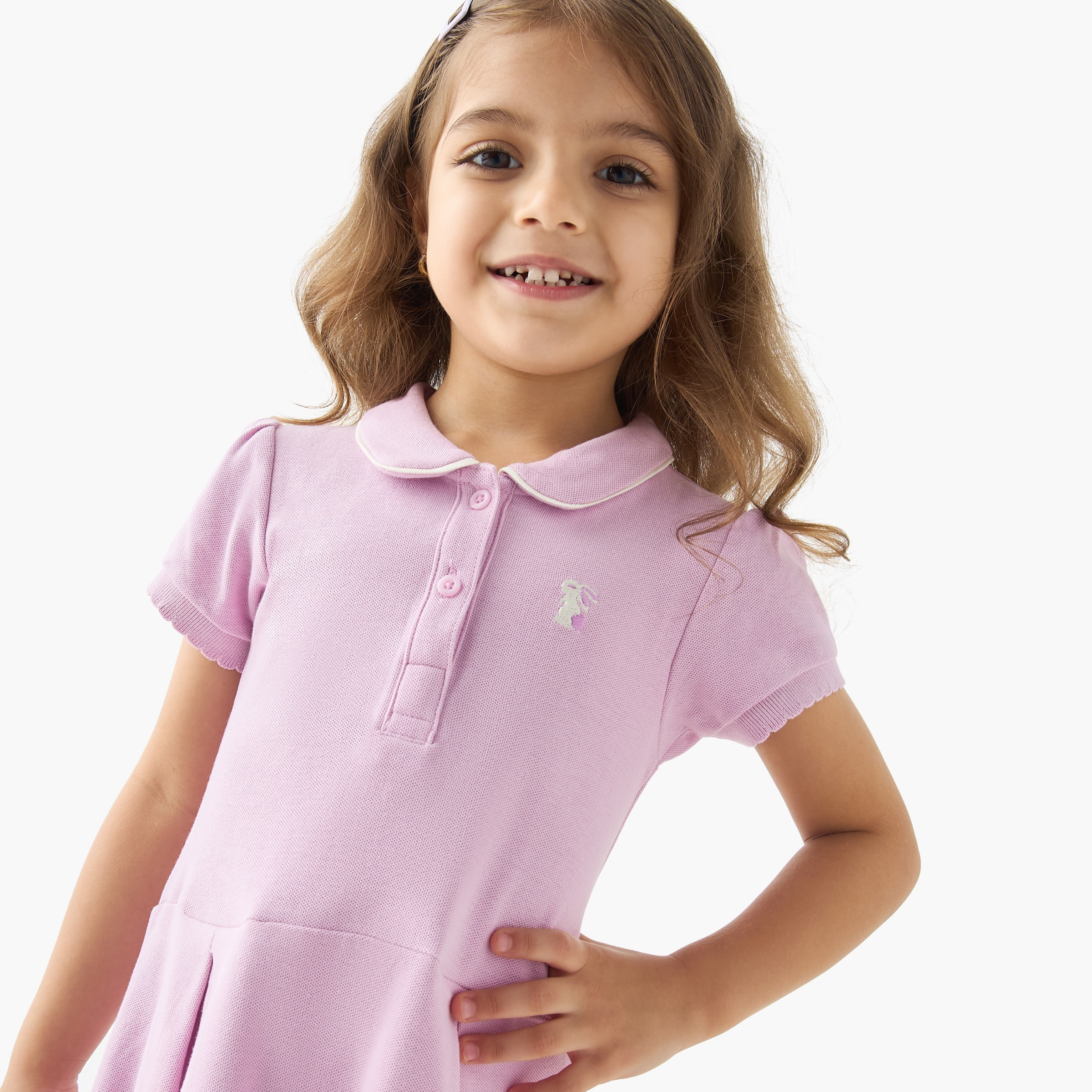Juniors Solid A-line Dress with Collar and Short Sleeves-girls-clothing-dressesandjumpsuits-image-4