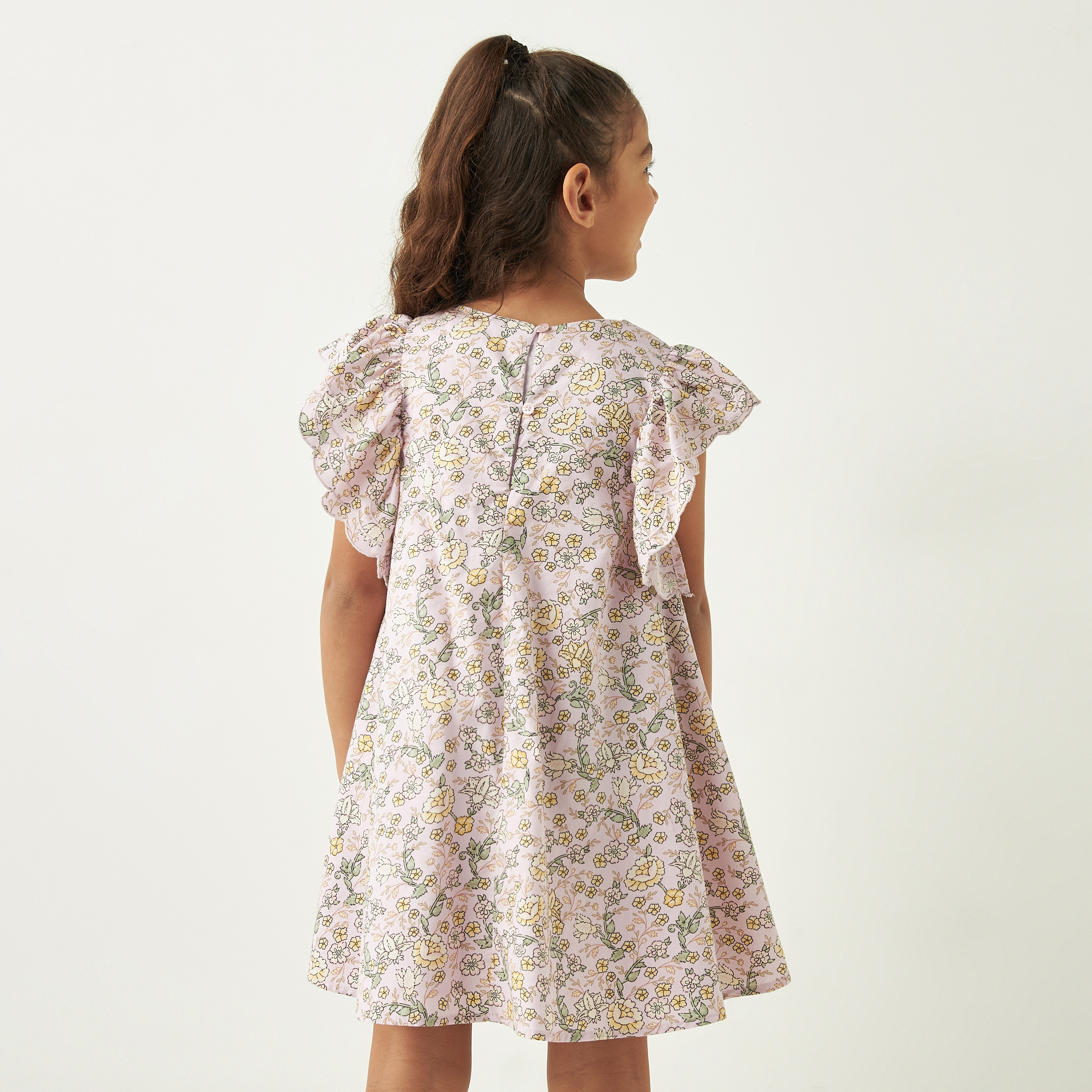 Juniors All-Over Floral Print A-line Dress with Flutter Sleeves-girls-clothing-dressesandjumpsuits-image-3