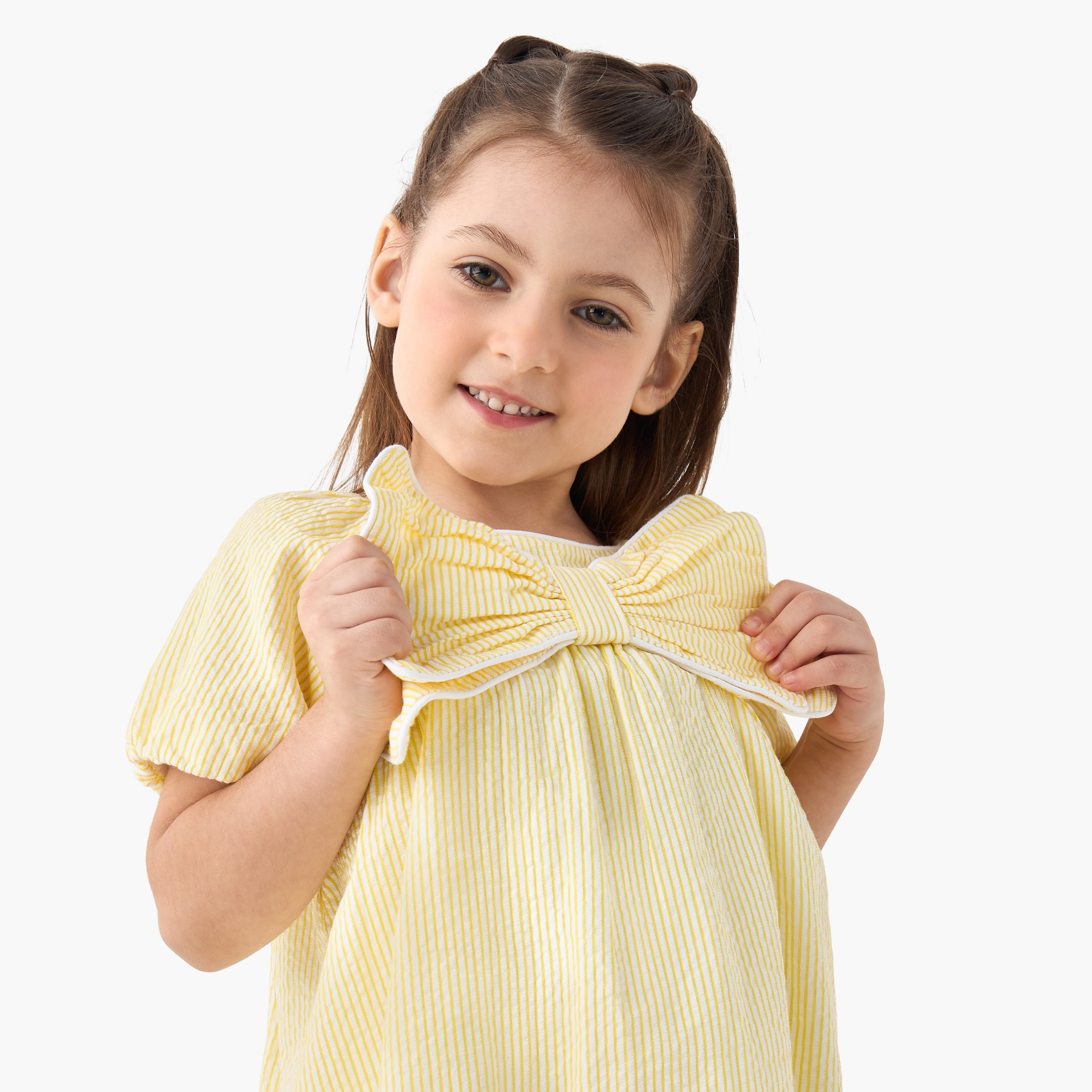 Juniors Striped Dress with Short Sleeves and Bow Detail-girls-clothing-dressesandjumpsuits-image-4