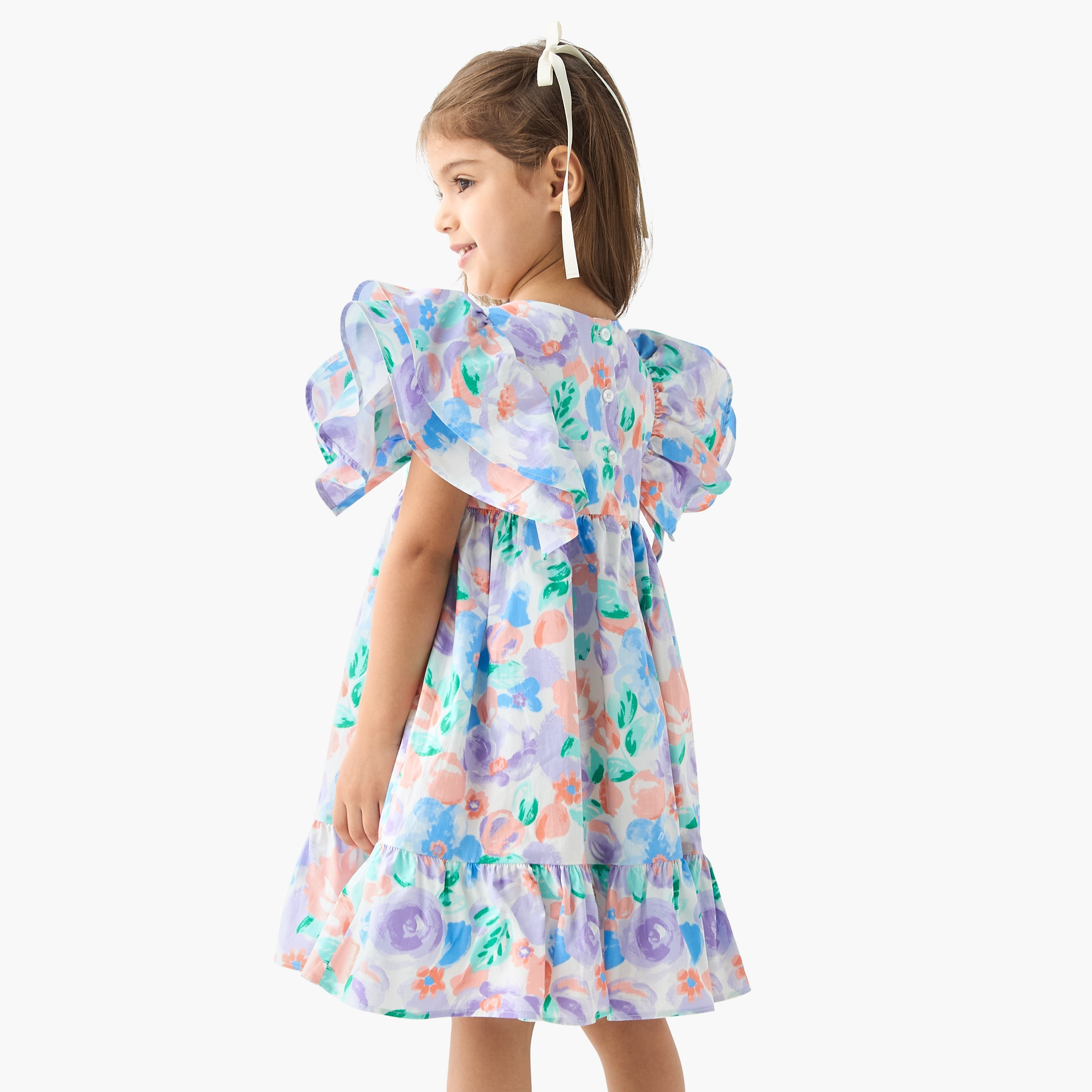 Juniors All-Over Floral Print A-Line Dress with Flutter Sleeves-girls-clothing-dressesandjumpsuits-image-4
