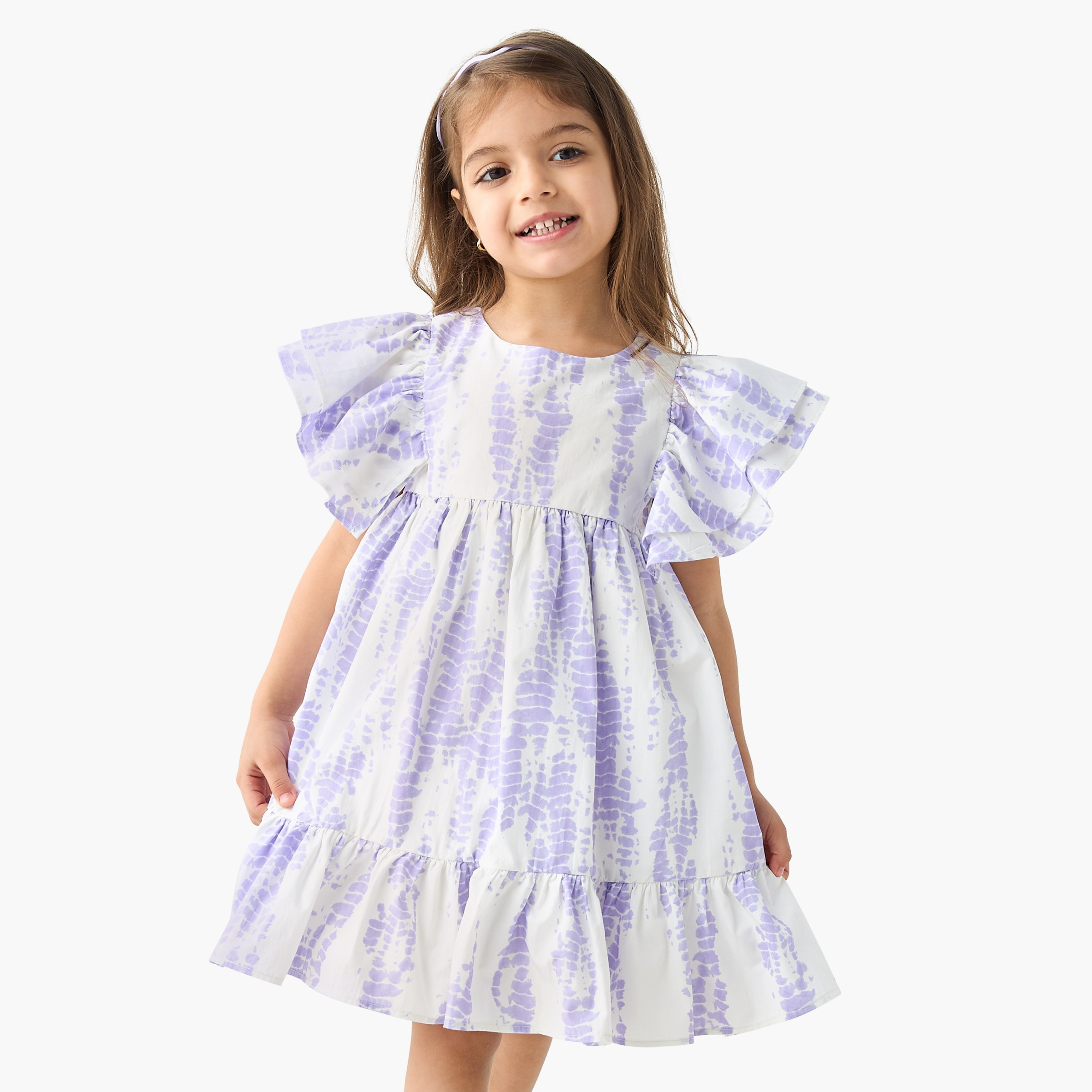Juniors All-Over Tie-Dye Print A-line Dress with Flutter Sleeves-girls-clothing-dressesandjumpsuits-image-1
