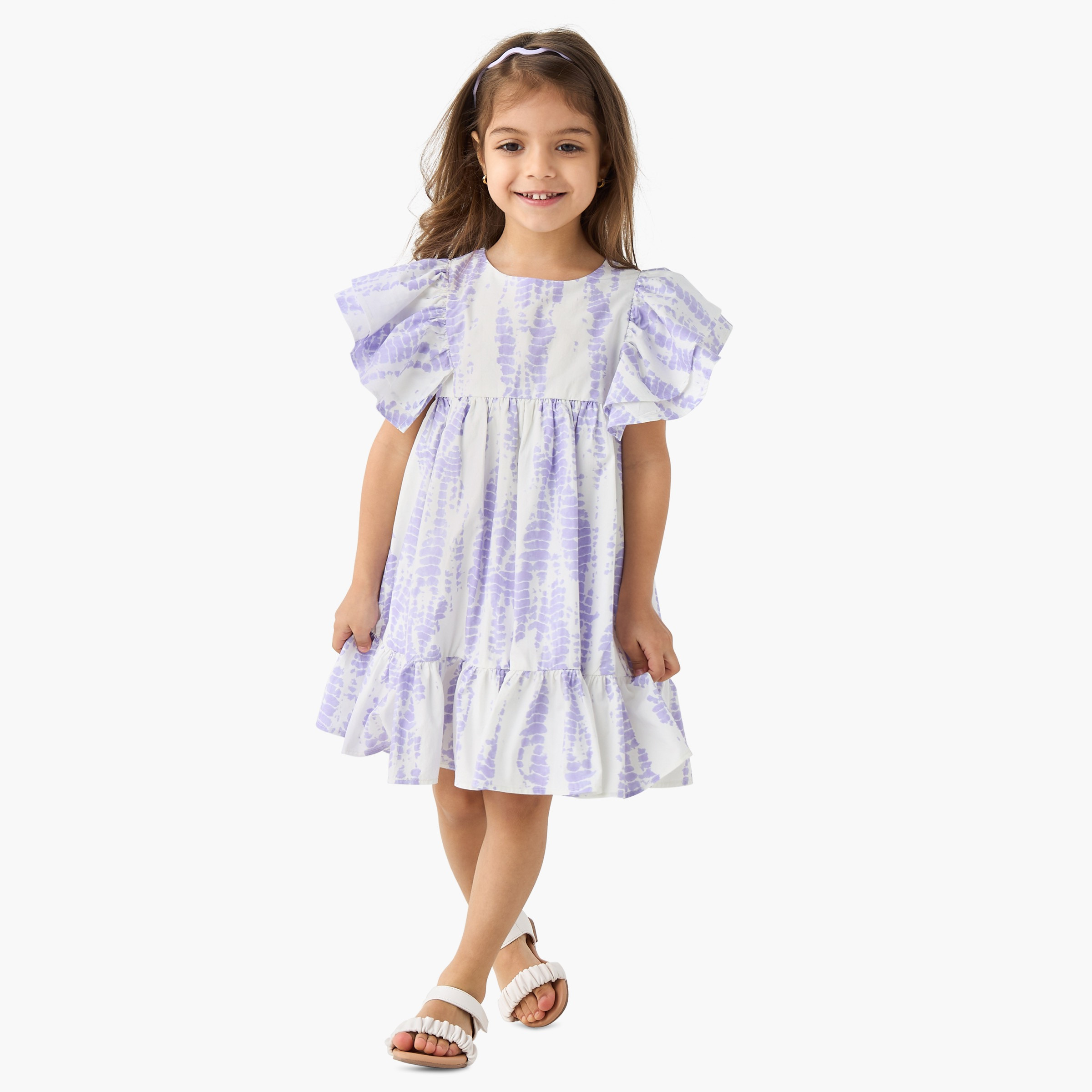 Juniors All-Over Tie-Dye Print A-line Dress with Flutter Sleeves-girls-clothing-dressesandjumpsuits-image-2